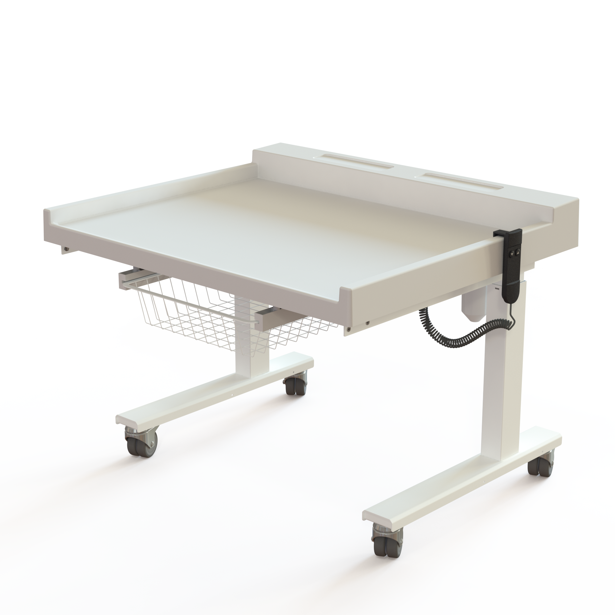 Ergonomic baby change table on wheels