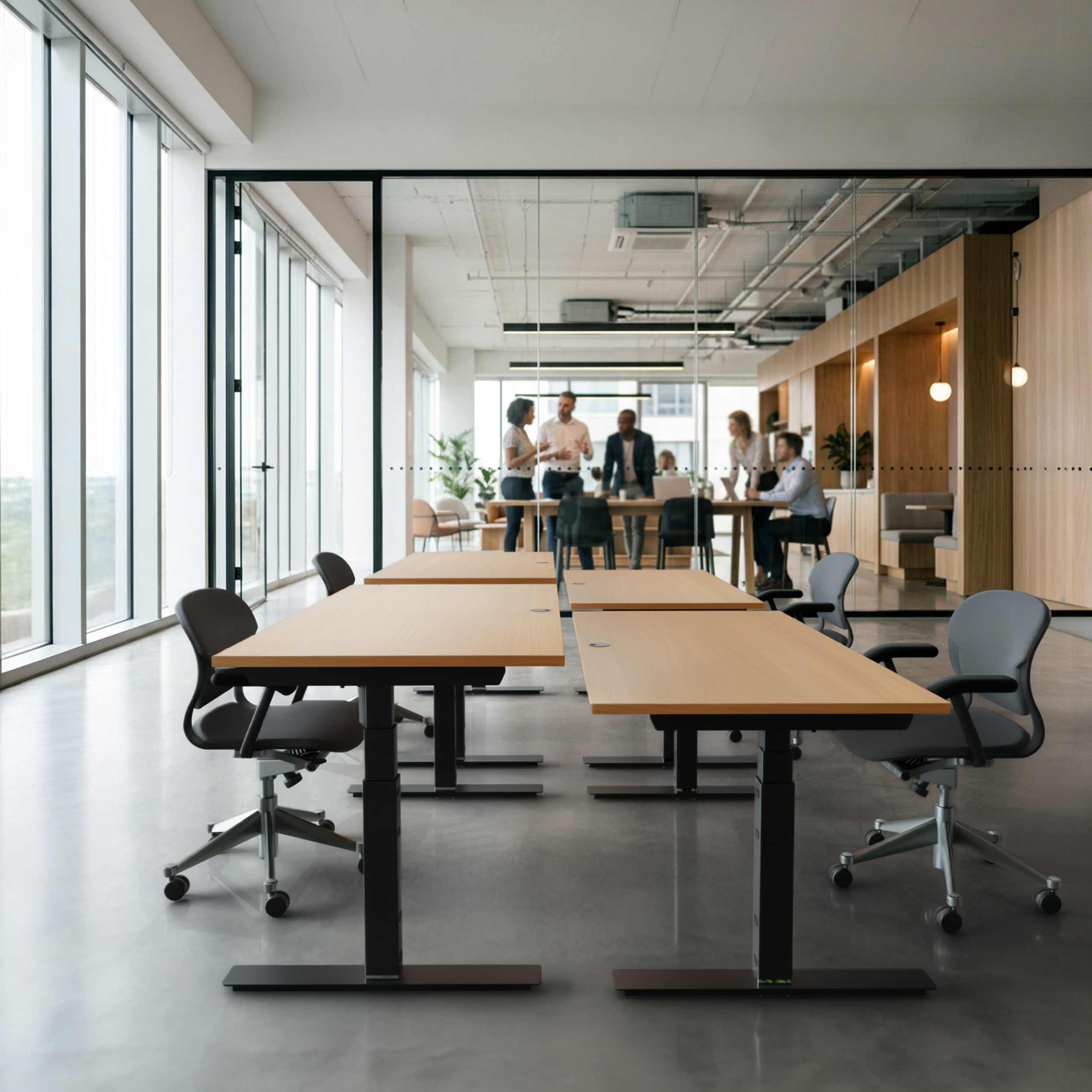 Sit Stand Desk | 180x80 cm | Beech with black frame