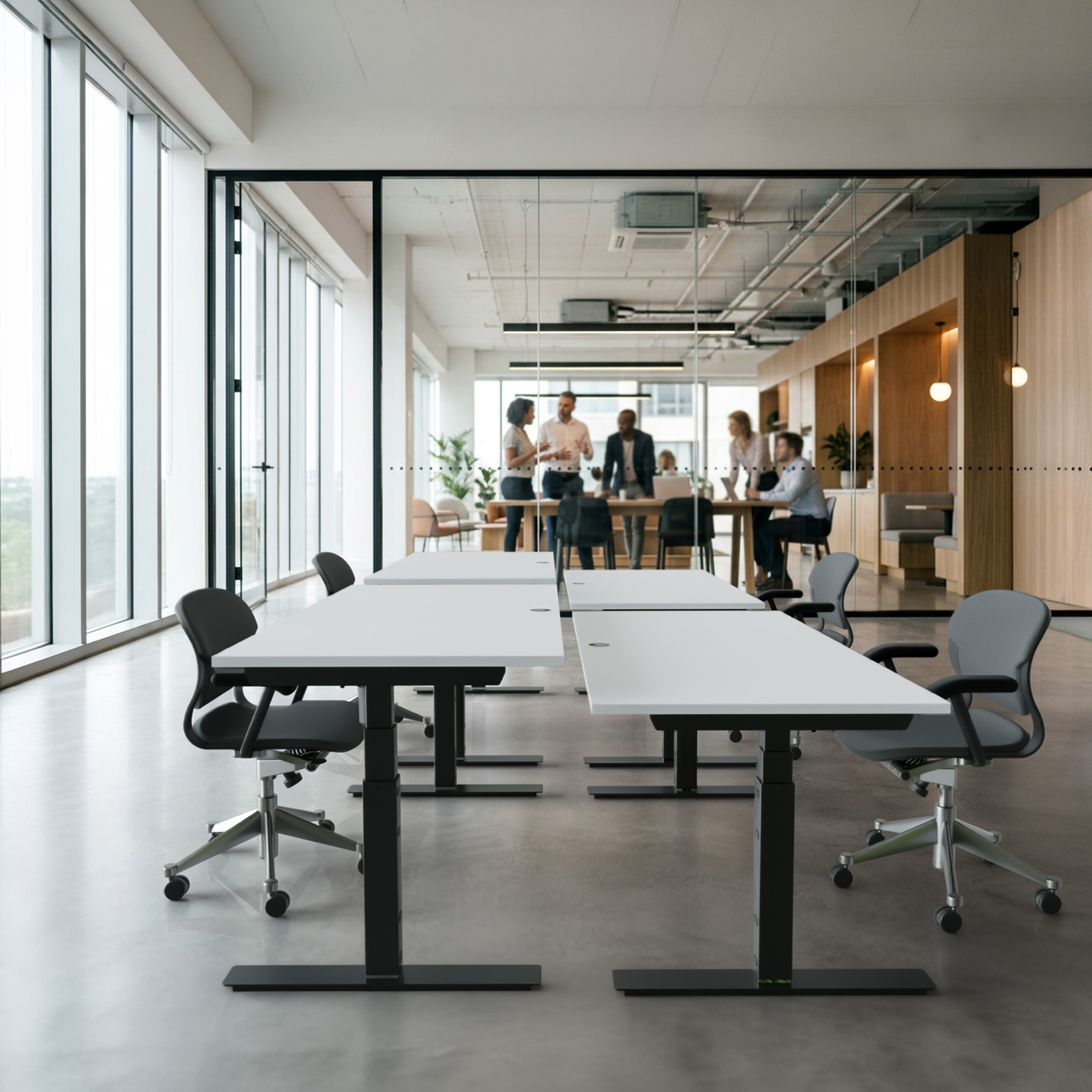 Sit Stand Desk | 120x80 cm | White with black frame