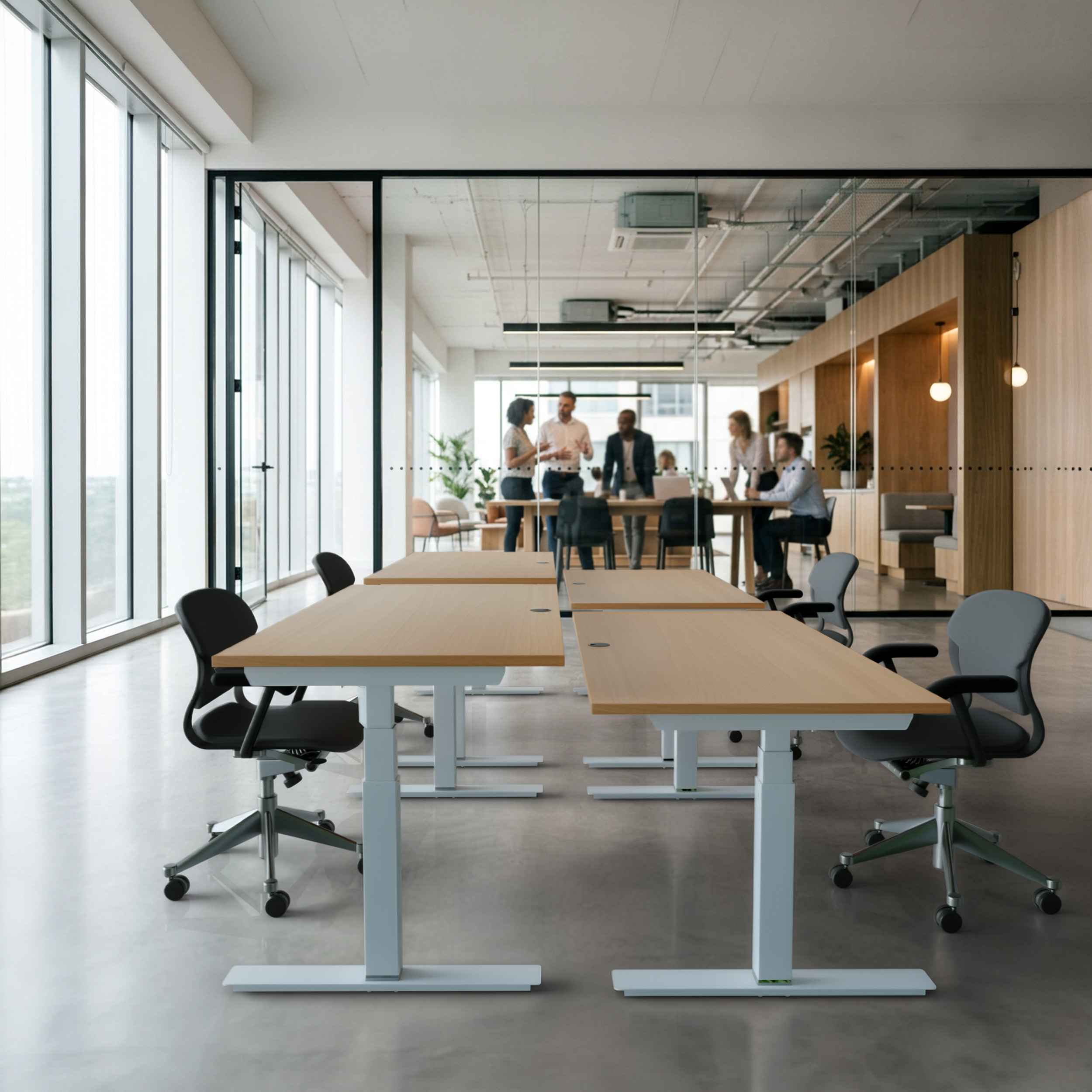 Sit Stand Desk | 180x80 cm | Beech with white frame