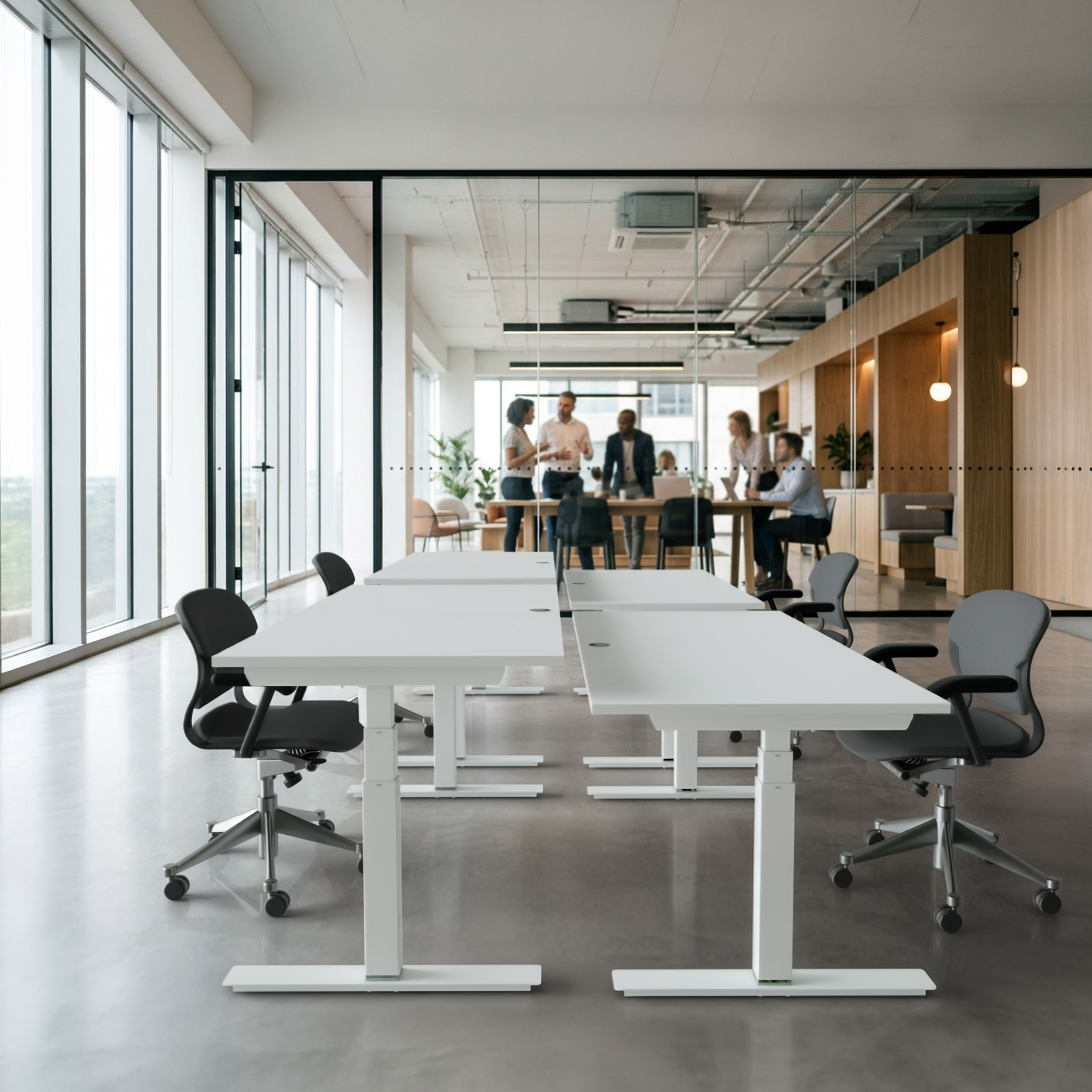 Sit Stand Desk | 120x80 cm | White with white frame