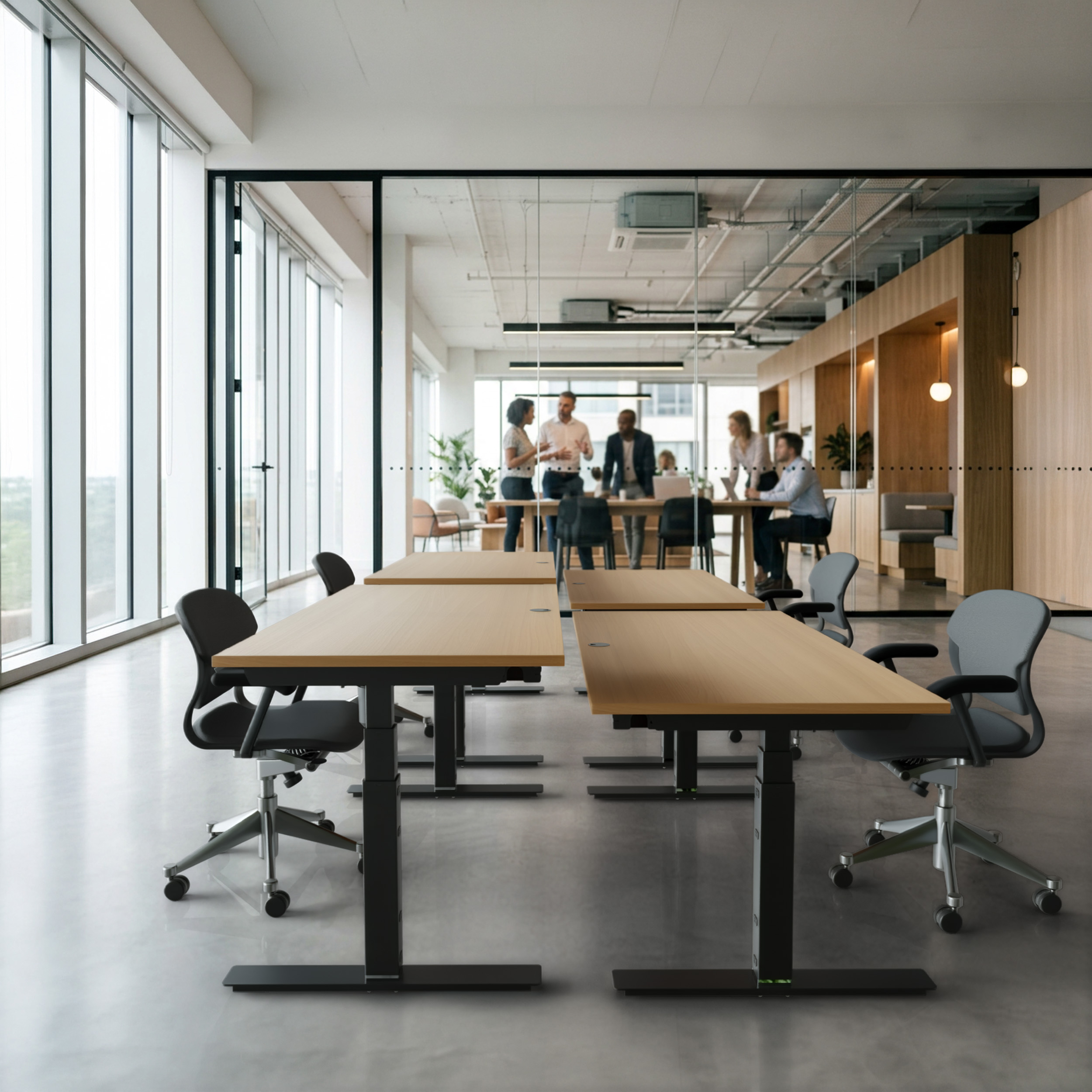 Sit Stand Desk | 180x80 cm | Beech with black frame