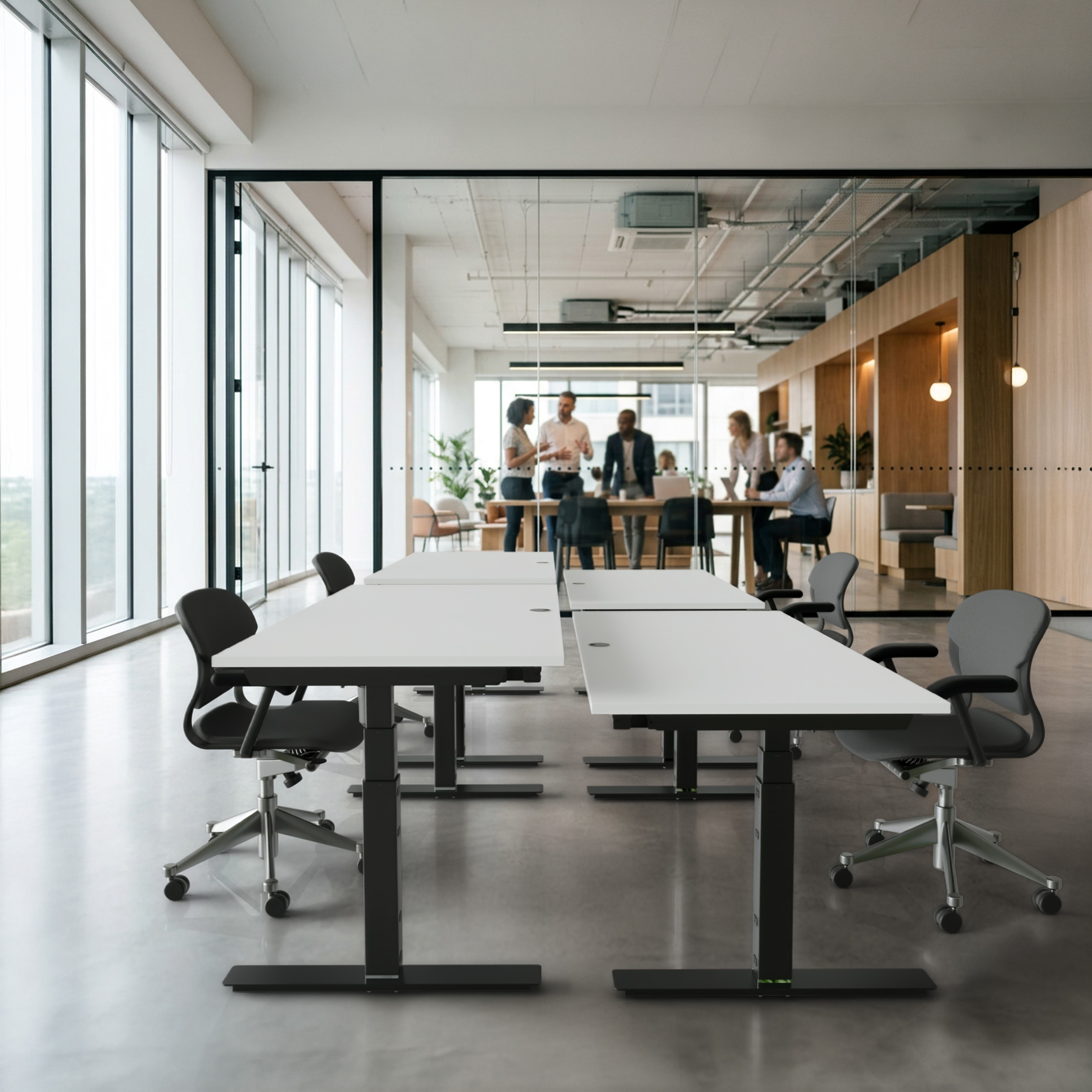 Sit Stand Desk | 180x80 cm | White with black frame