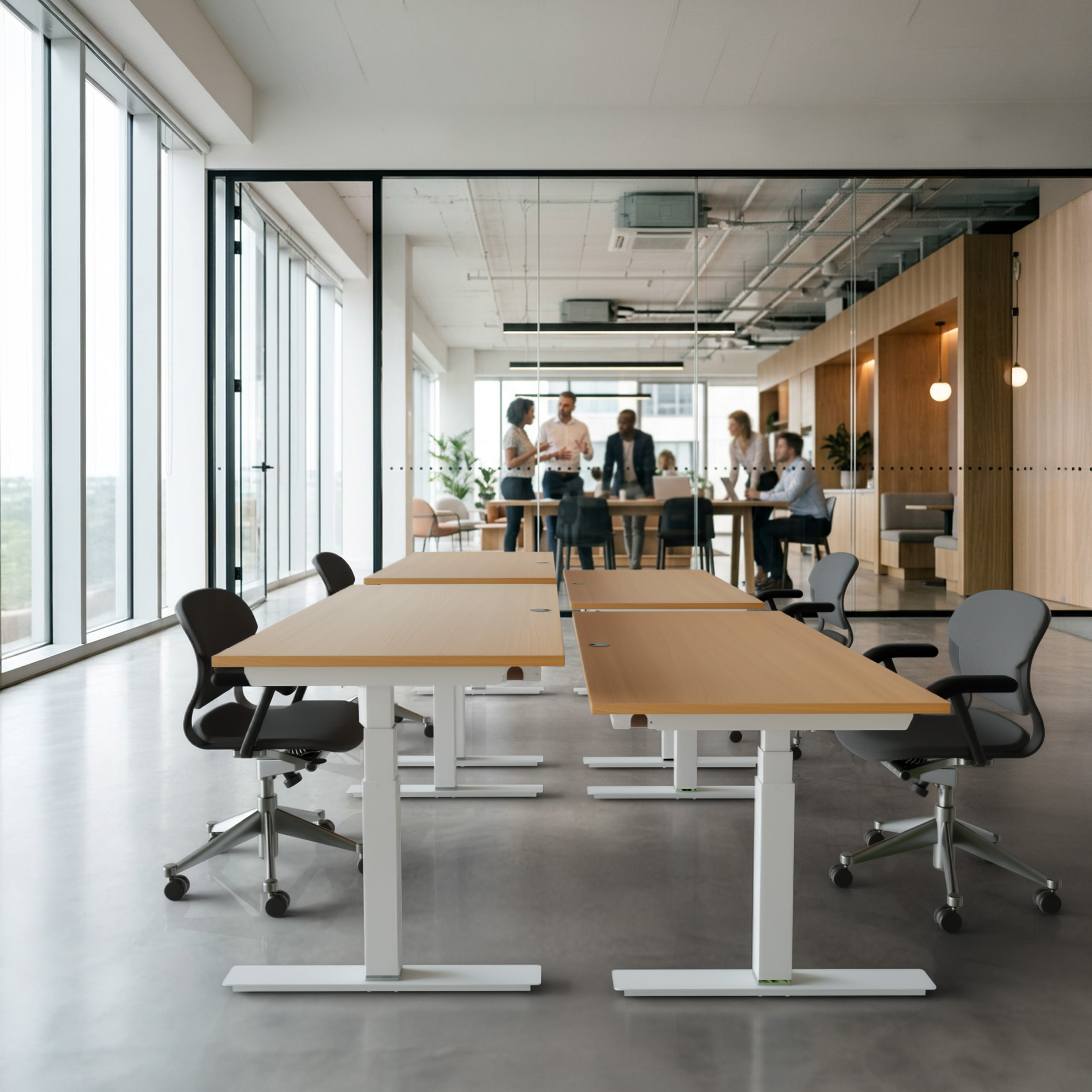 Sit Stand Desk | 180x80 cm | Beech with white frame