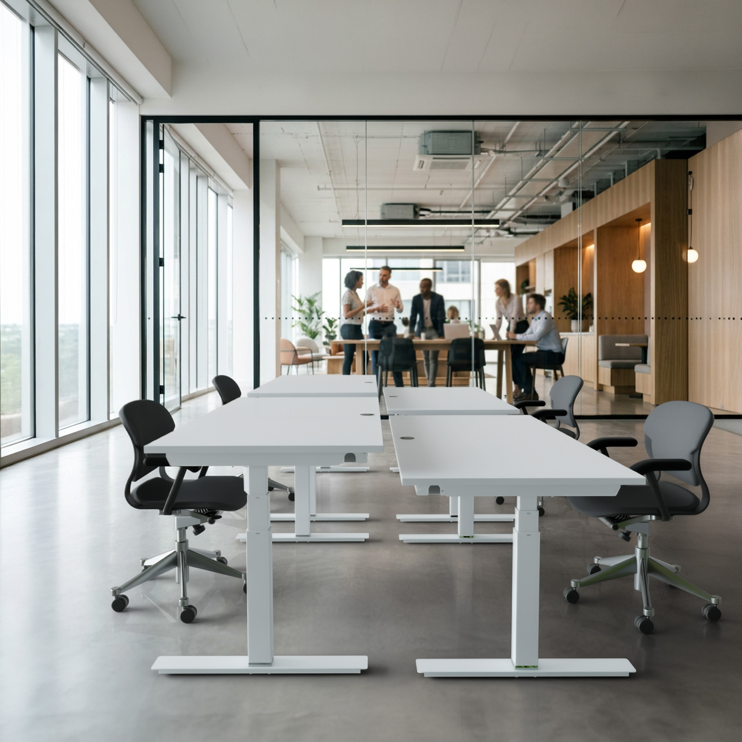 Sit Stand Desk | 180x80 cm | White with white frame