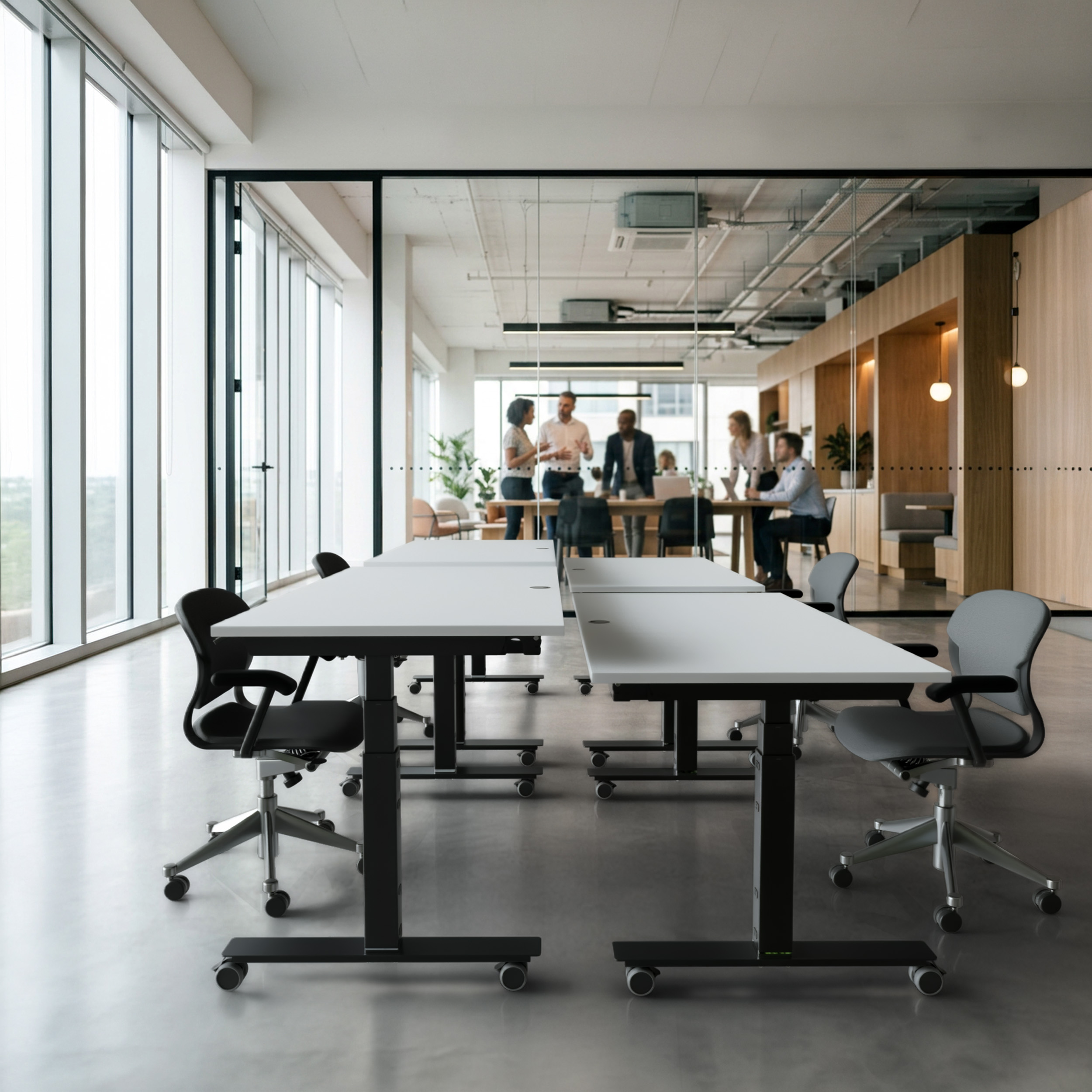 Sit Stand Desk | 180x80 cm | White with black frame