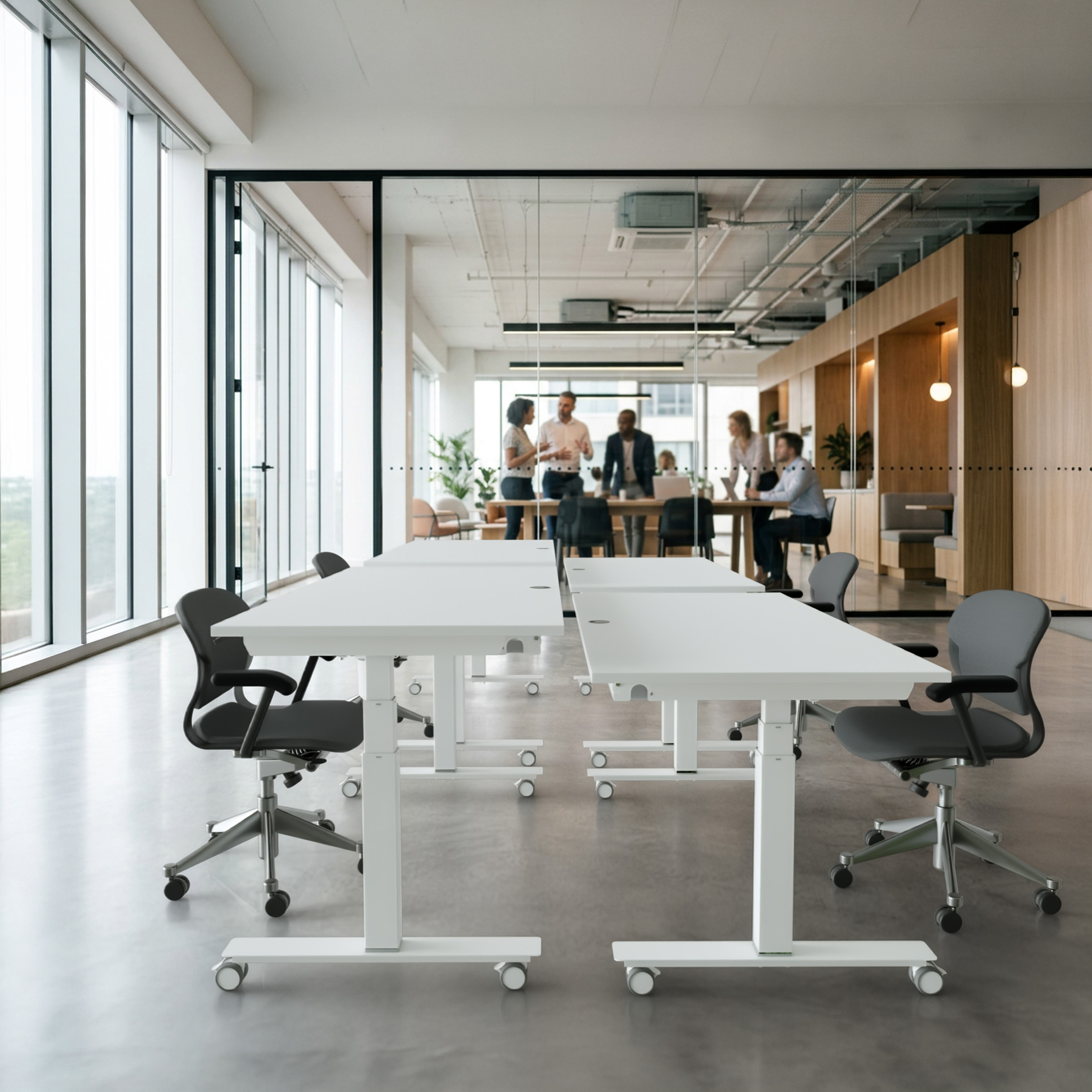Sit Stand Desk | 180x80 cm | White with white frame
