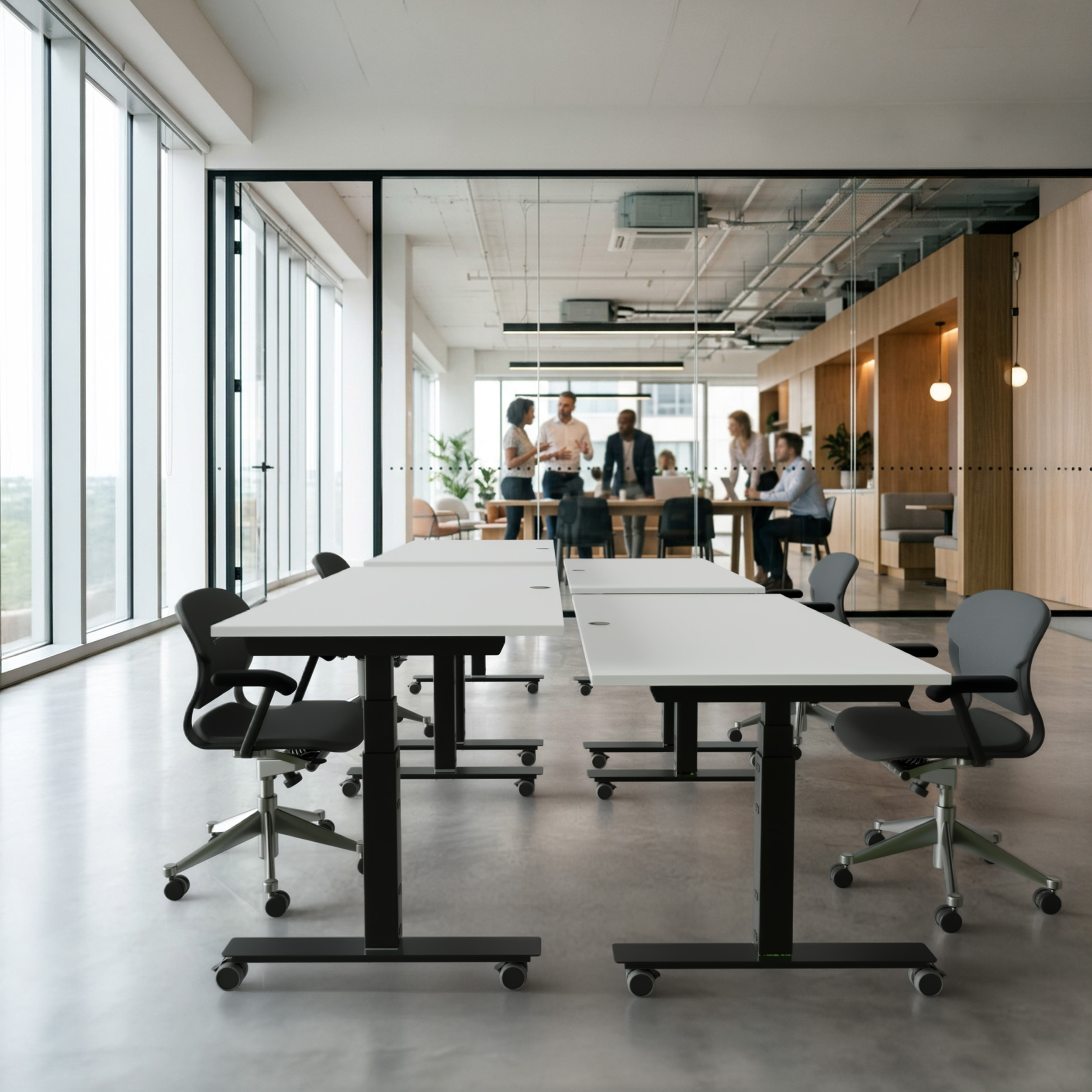 Sit Stand Desk | 80x80 cm | White with black frame