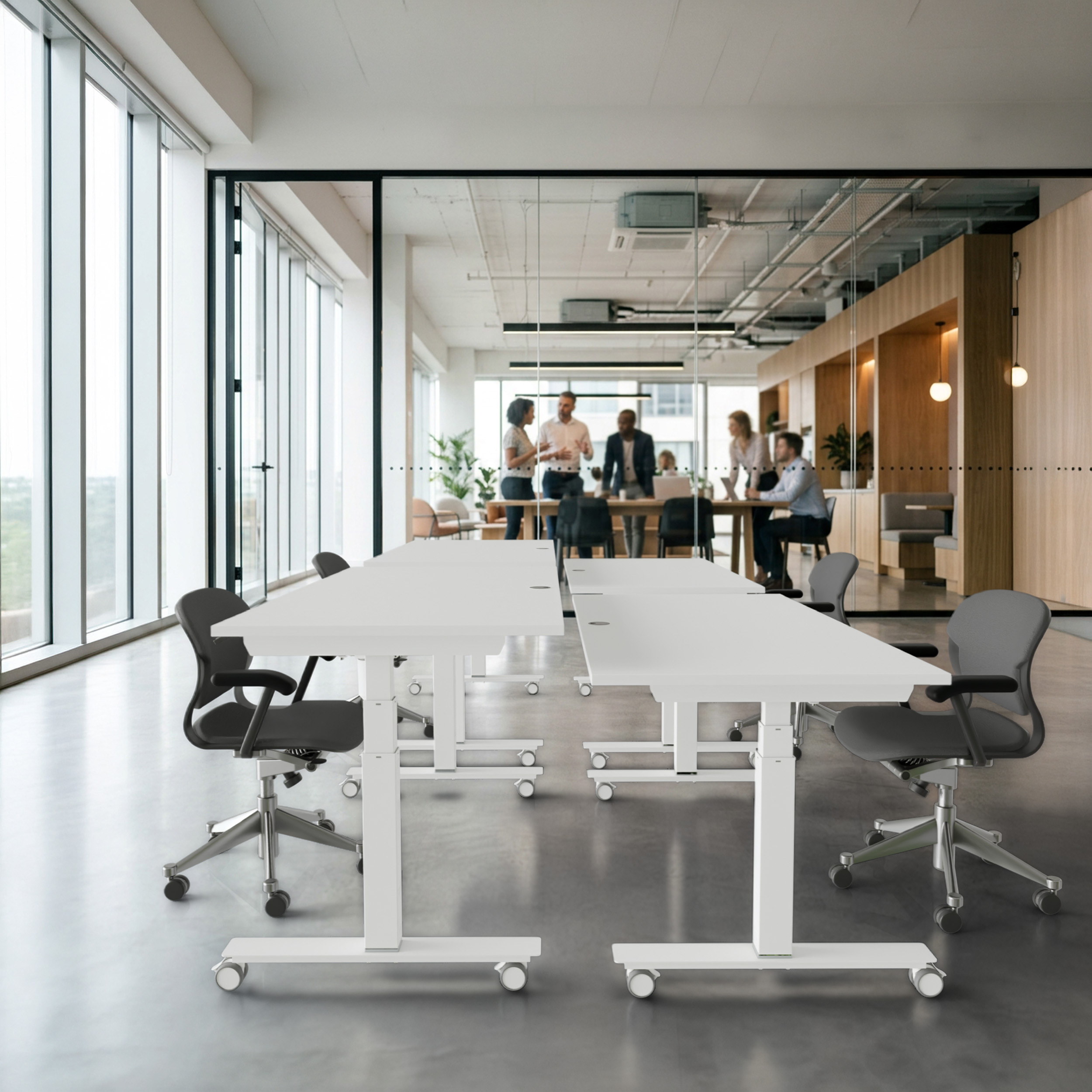 Sit Stand Desk | 80x80 cm | White with white frame