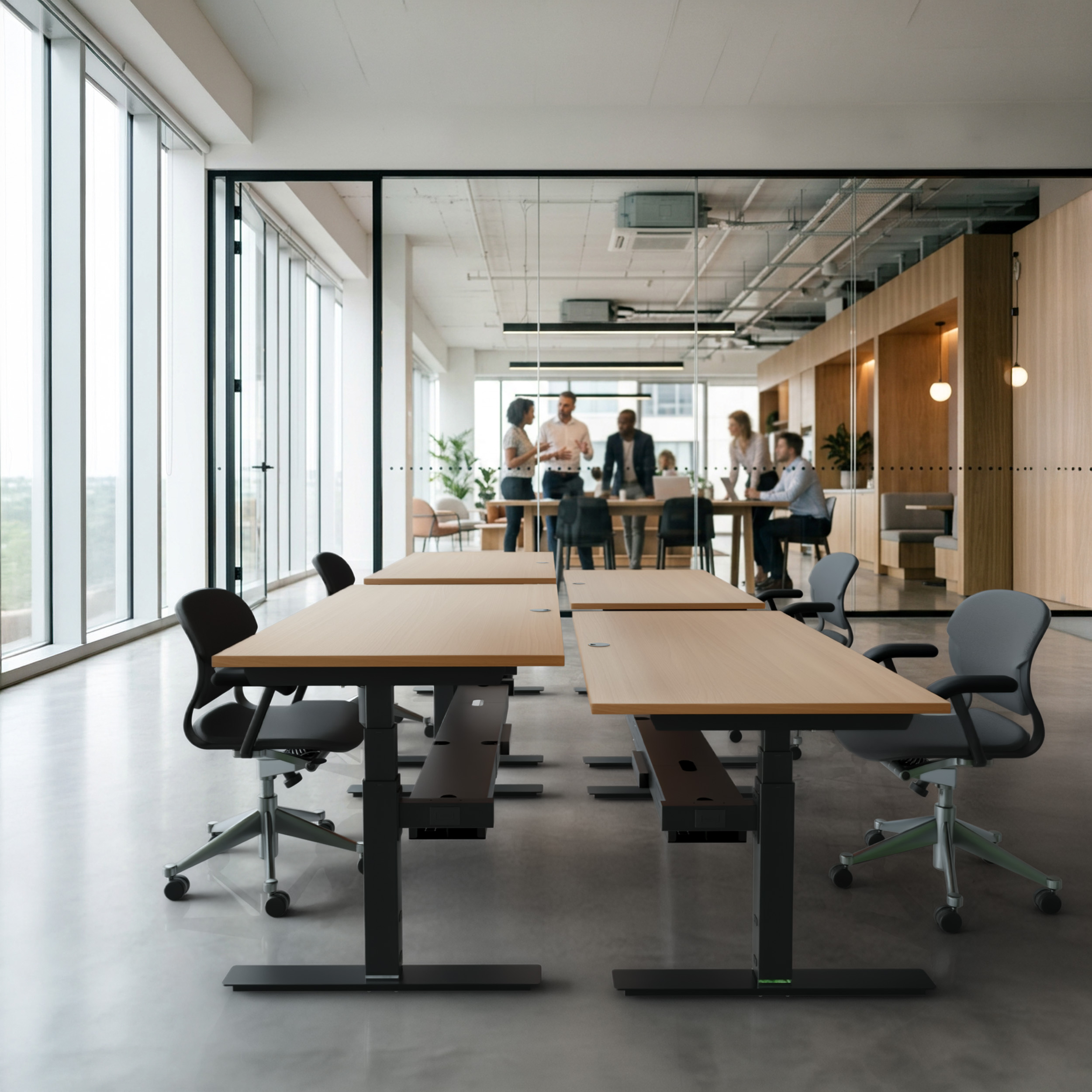 Sit Stand Desk | 180x80 cm | Beech with black frame