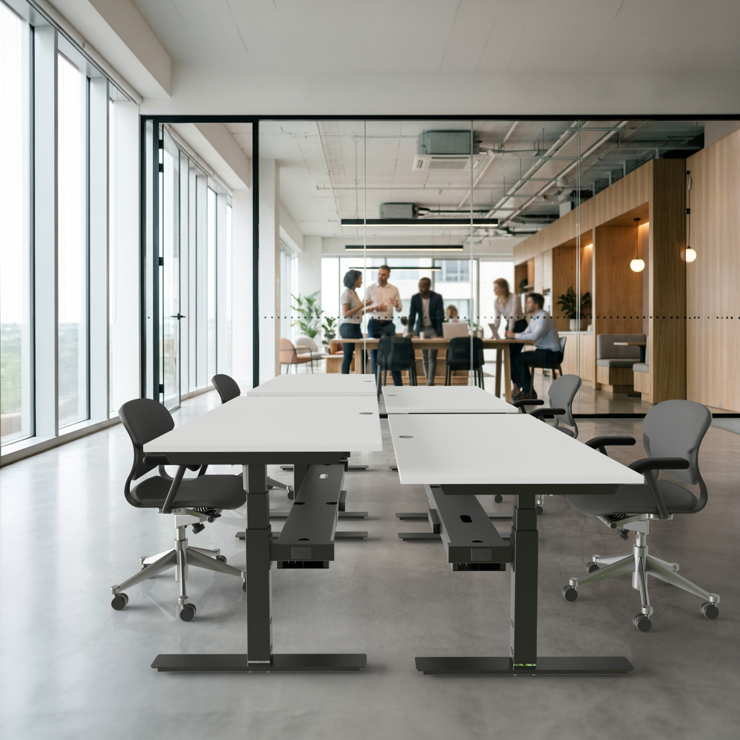 Sit Stand Desk | 180x80 cm | White with black frame
