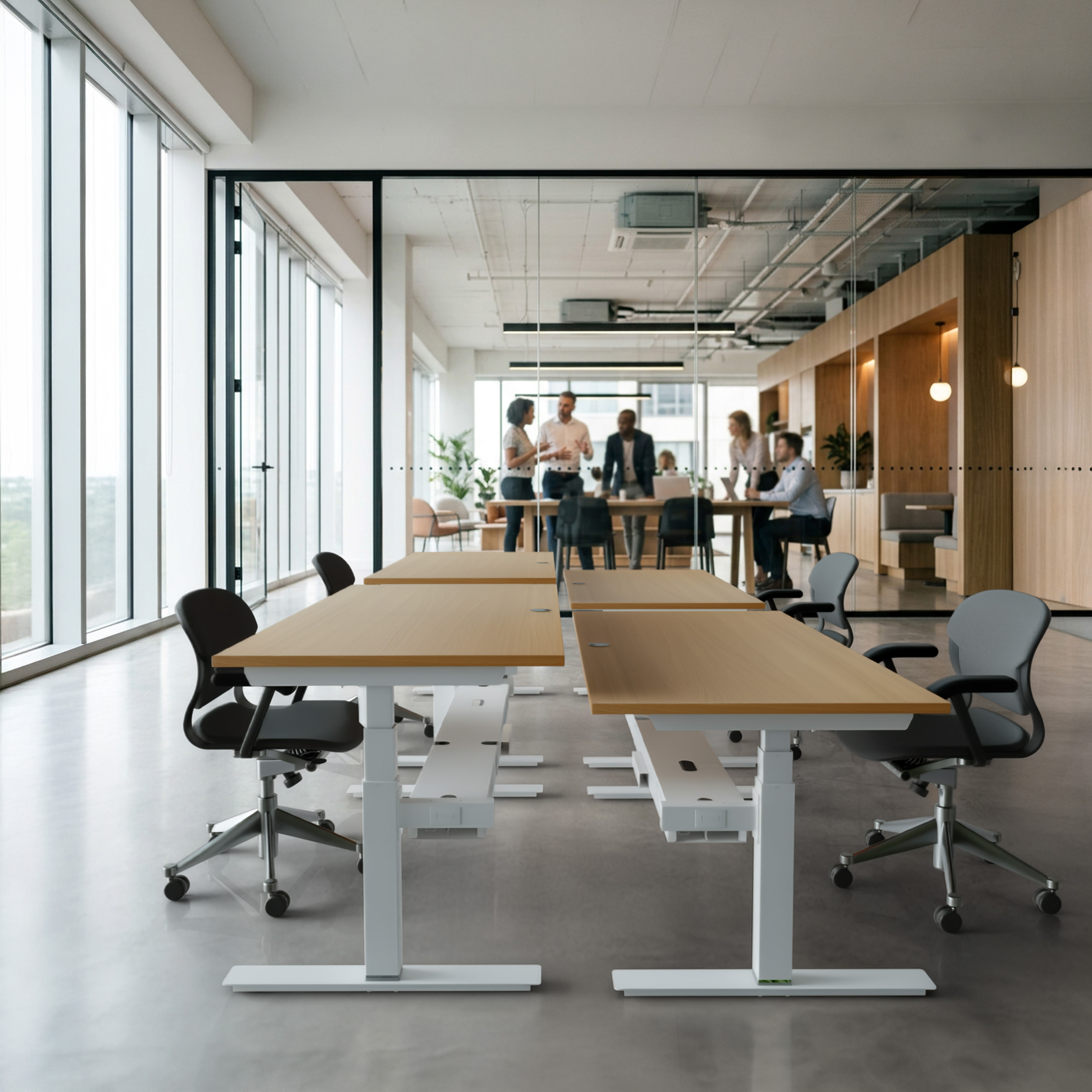 Sit Stand Desk | 180x80 cm | Beech with white frame