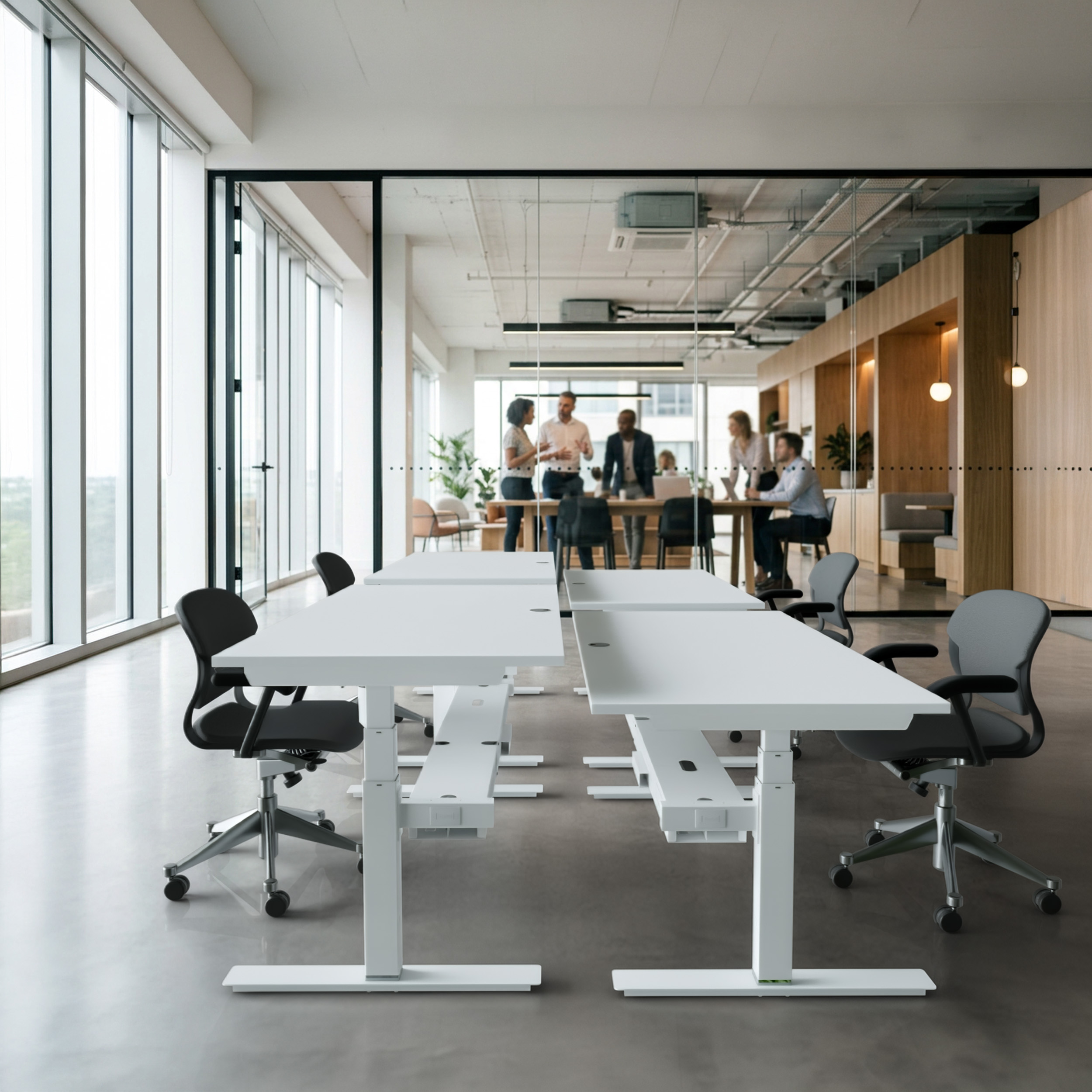 Sit Stand Desk | 180x80 cm | White with white frame