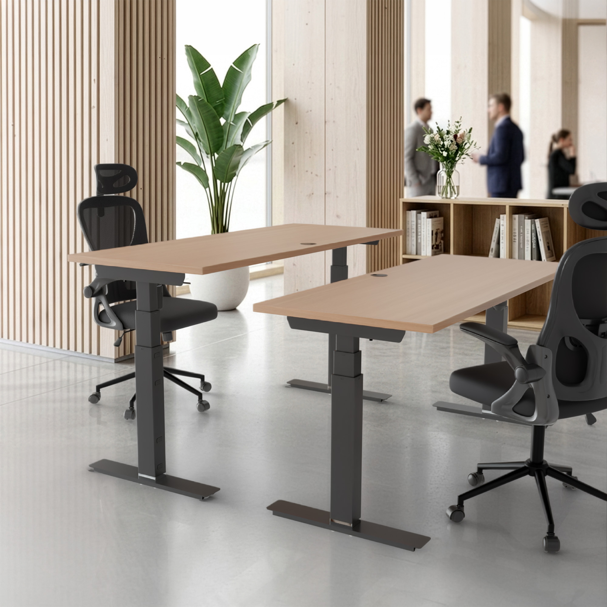 Sit Stand Desk | 80x60 cm | Beech with black frame