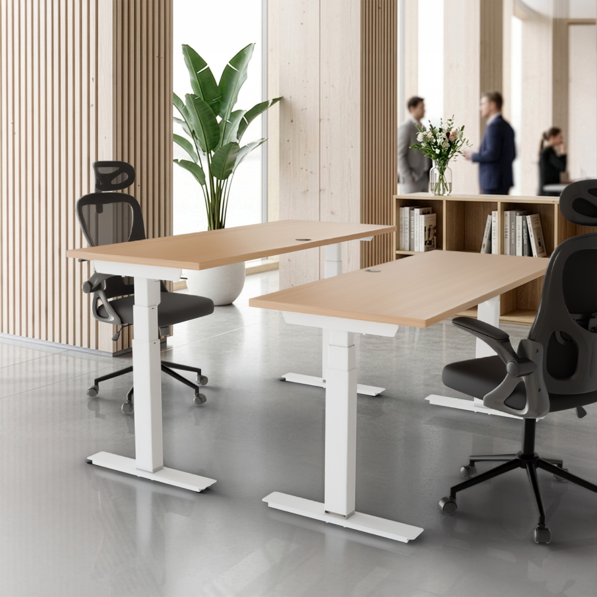 Sit Stand Desk | 80x60 cm | Beech with white frame