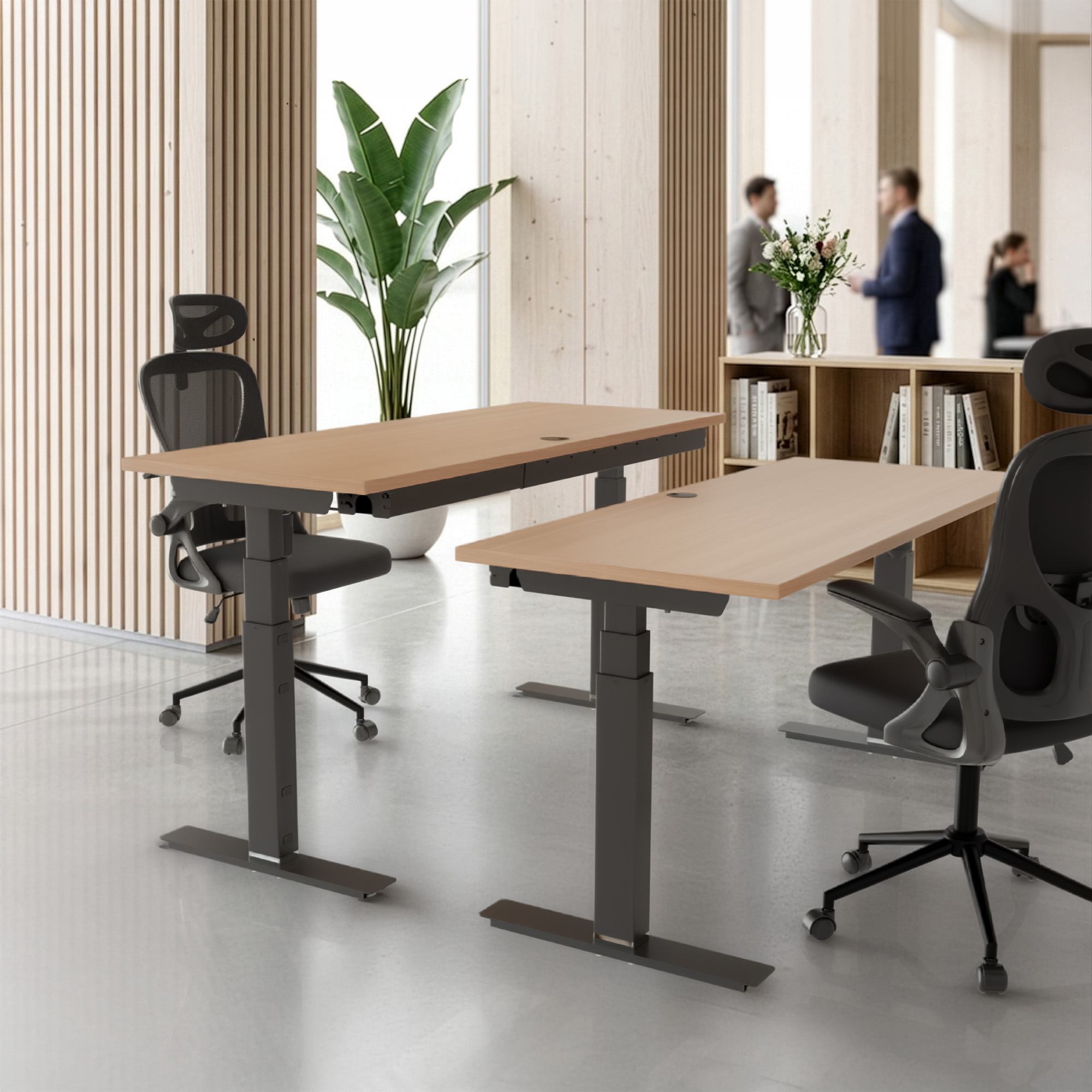 Sit Stand Desk | 120x60 cm | Beech with black frame