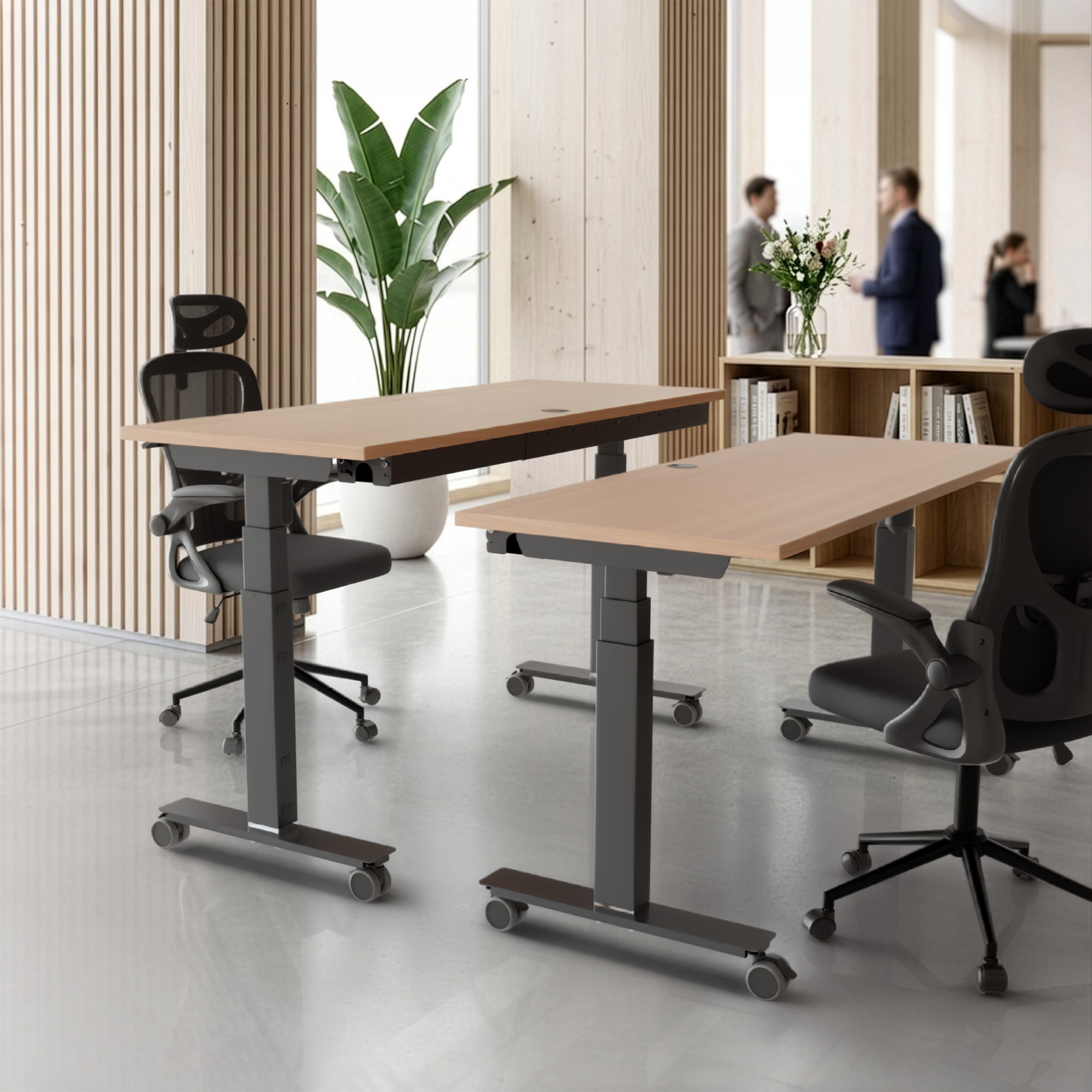 Sit Stand Desk | 120x60 cm | Beech with black frame