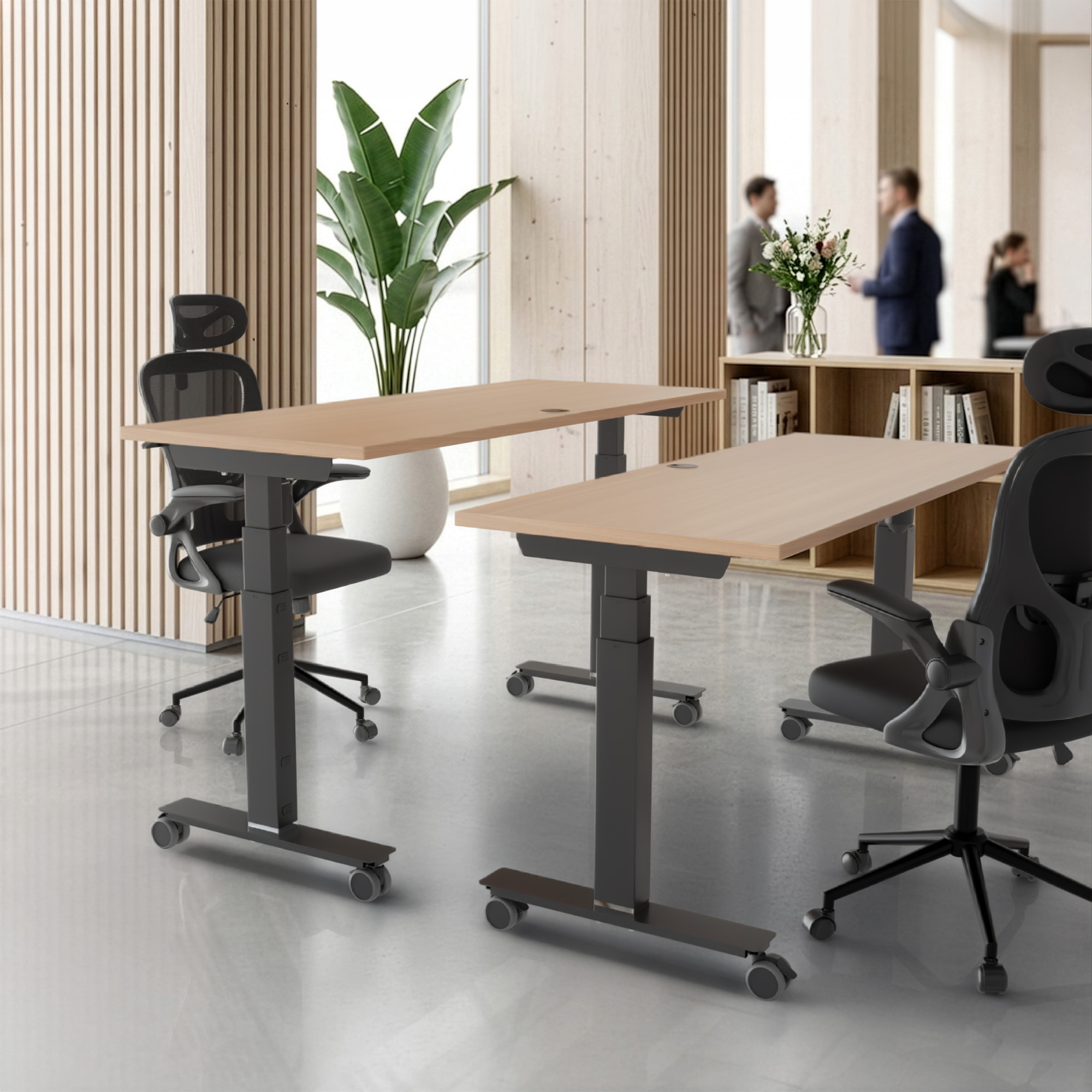 Sit Stand Desk | 80x60 cm | Beech with black frame