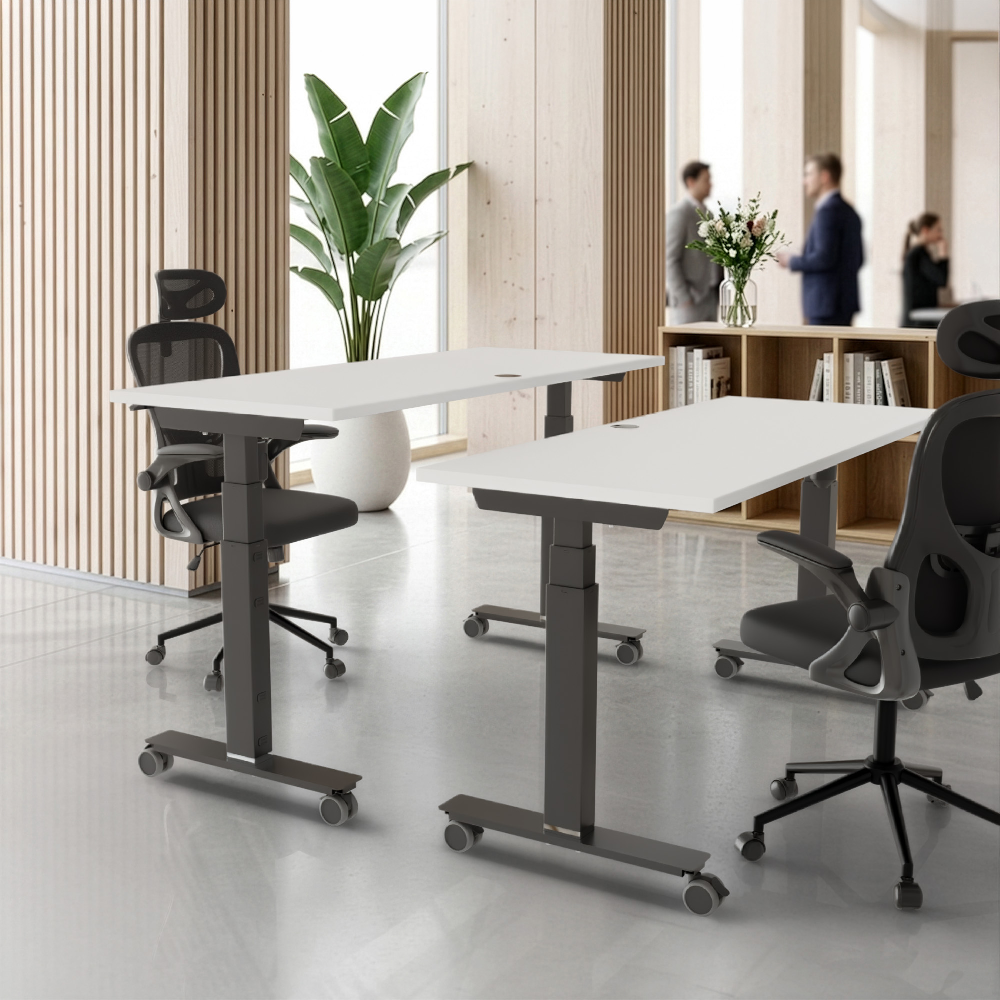 Sit Stand Desk | 80x60 cm | White with black frame