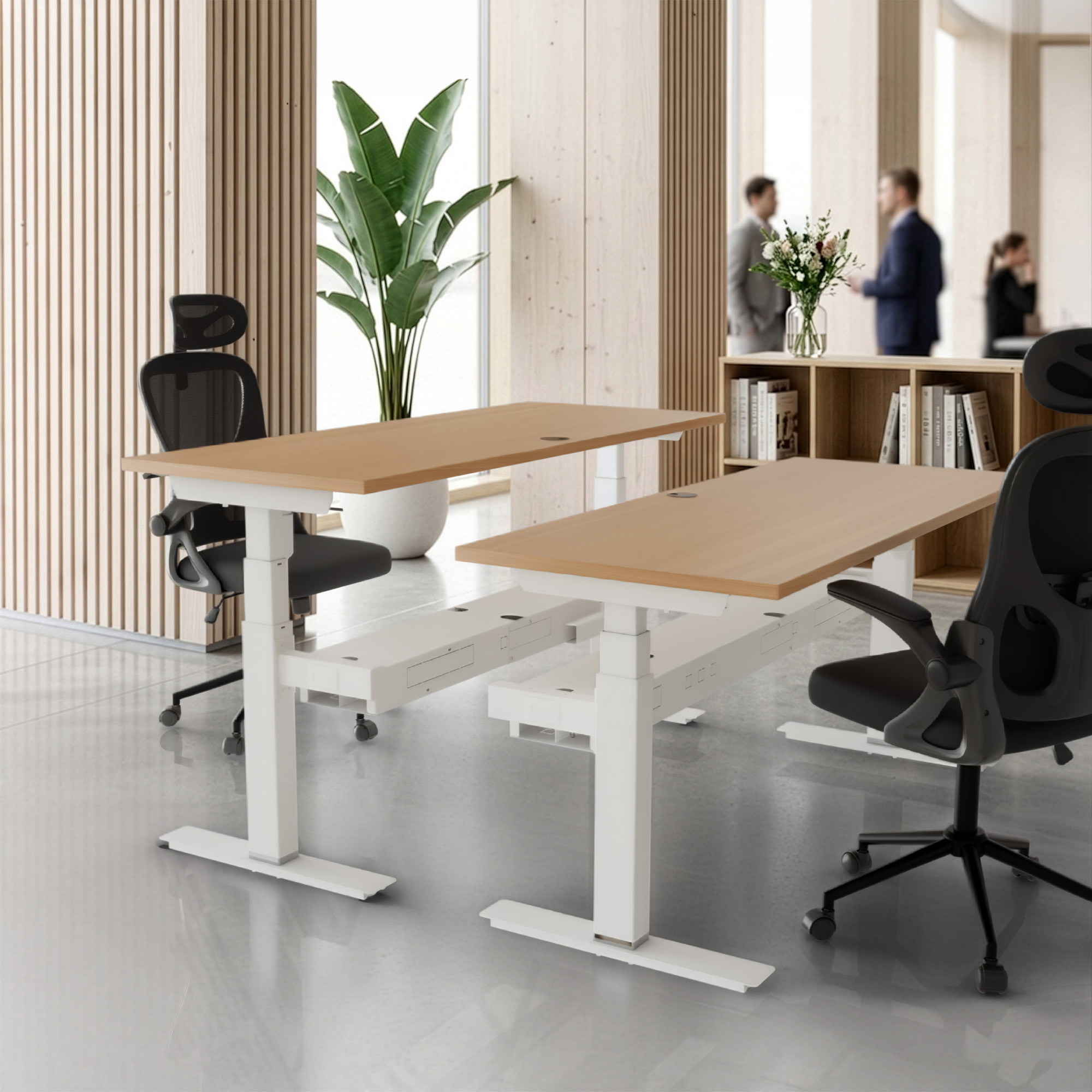 Sit Stand Desk | 120x60 cm | Beech with white frame