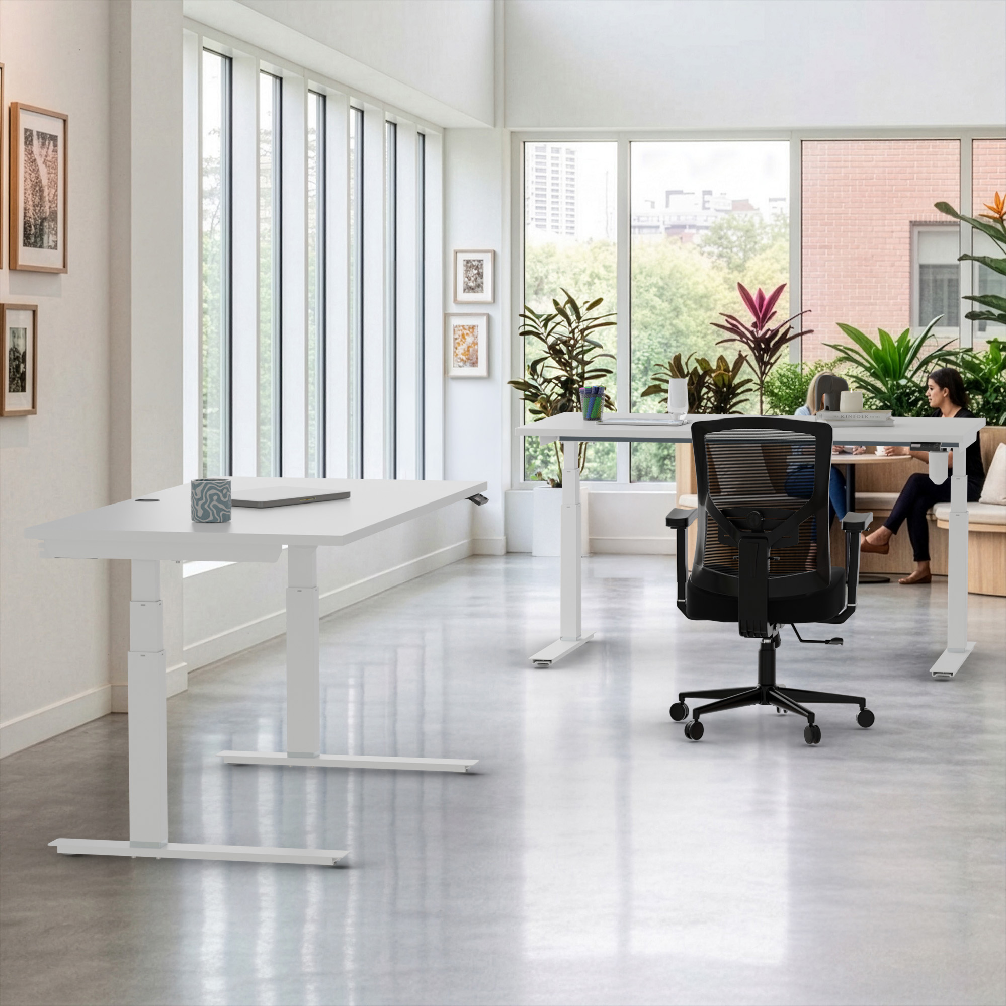 Sit Stand Desk | 180x80 cm | White with white frame