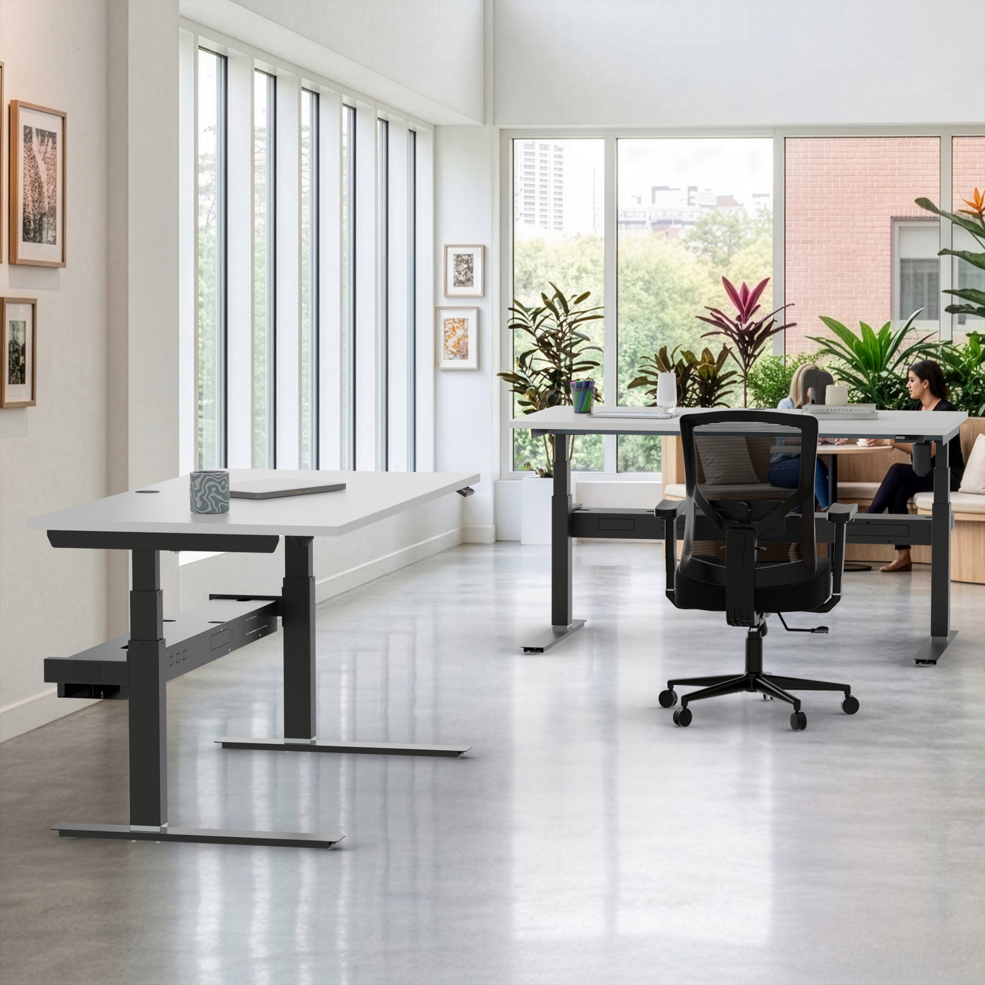 Sit Stand Desk | 120x80 cm | White with black frame