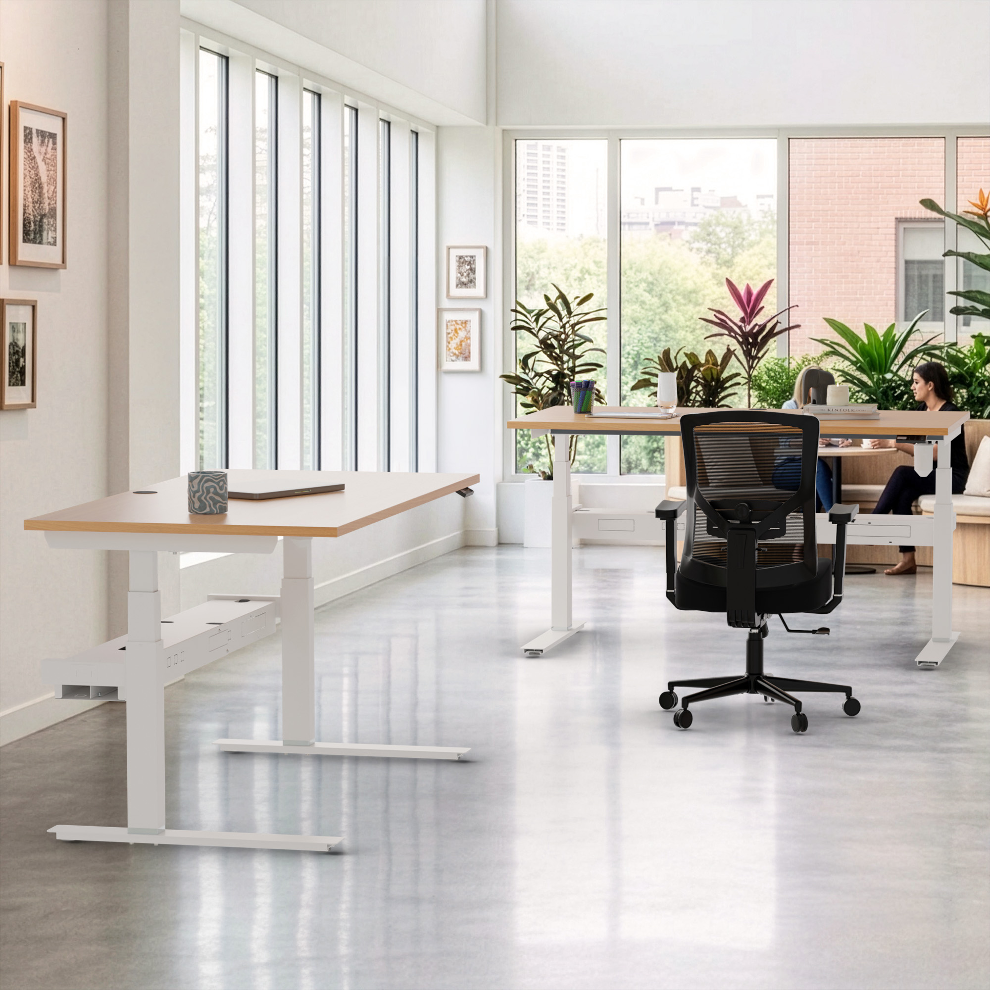 Sit Stand Desk | 180x80 cm | Beech with white frame