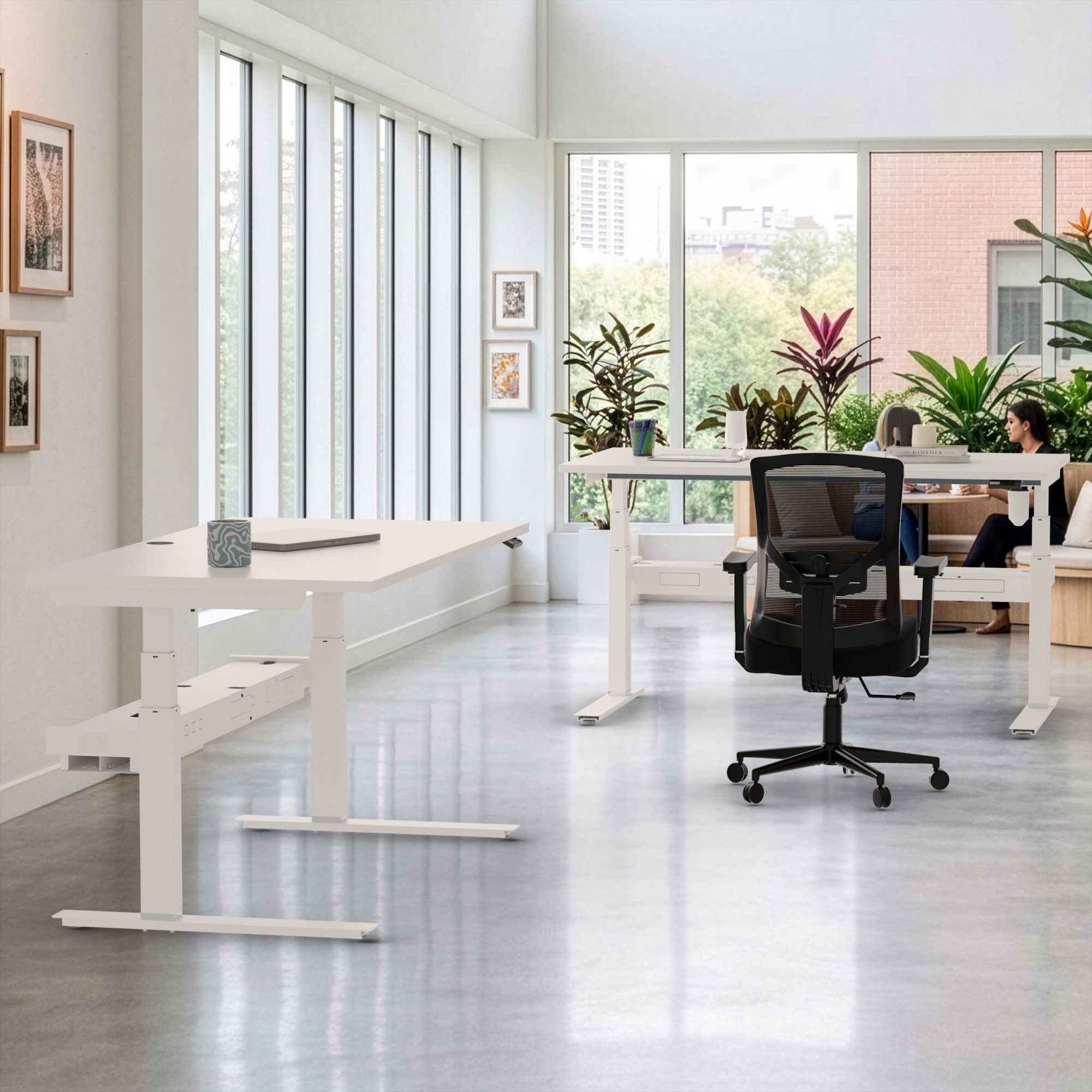 Sit Stand Desk | 120x80 cm | White with white frame