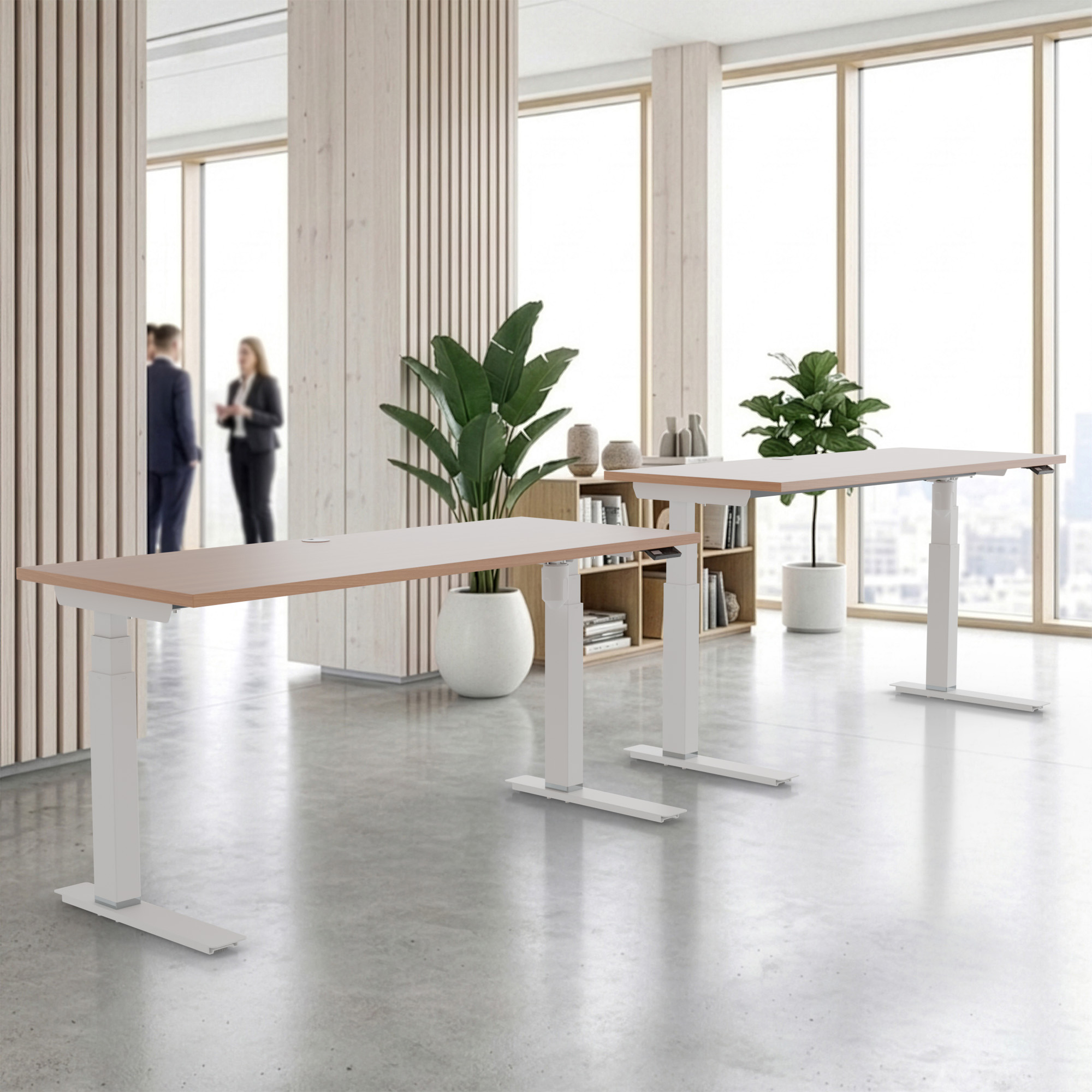 Sit Stand Desk | 80x60 cm | Beech with white frame