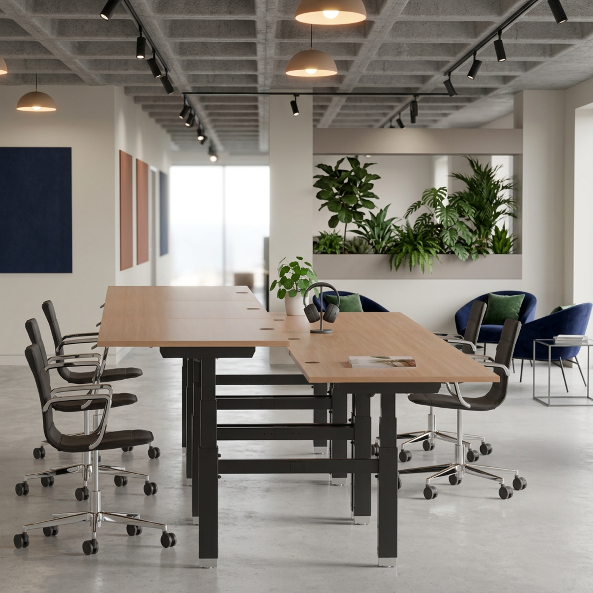 Sit Stand Desk | 180x80 cm | Beech with black frame