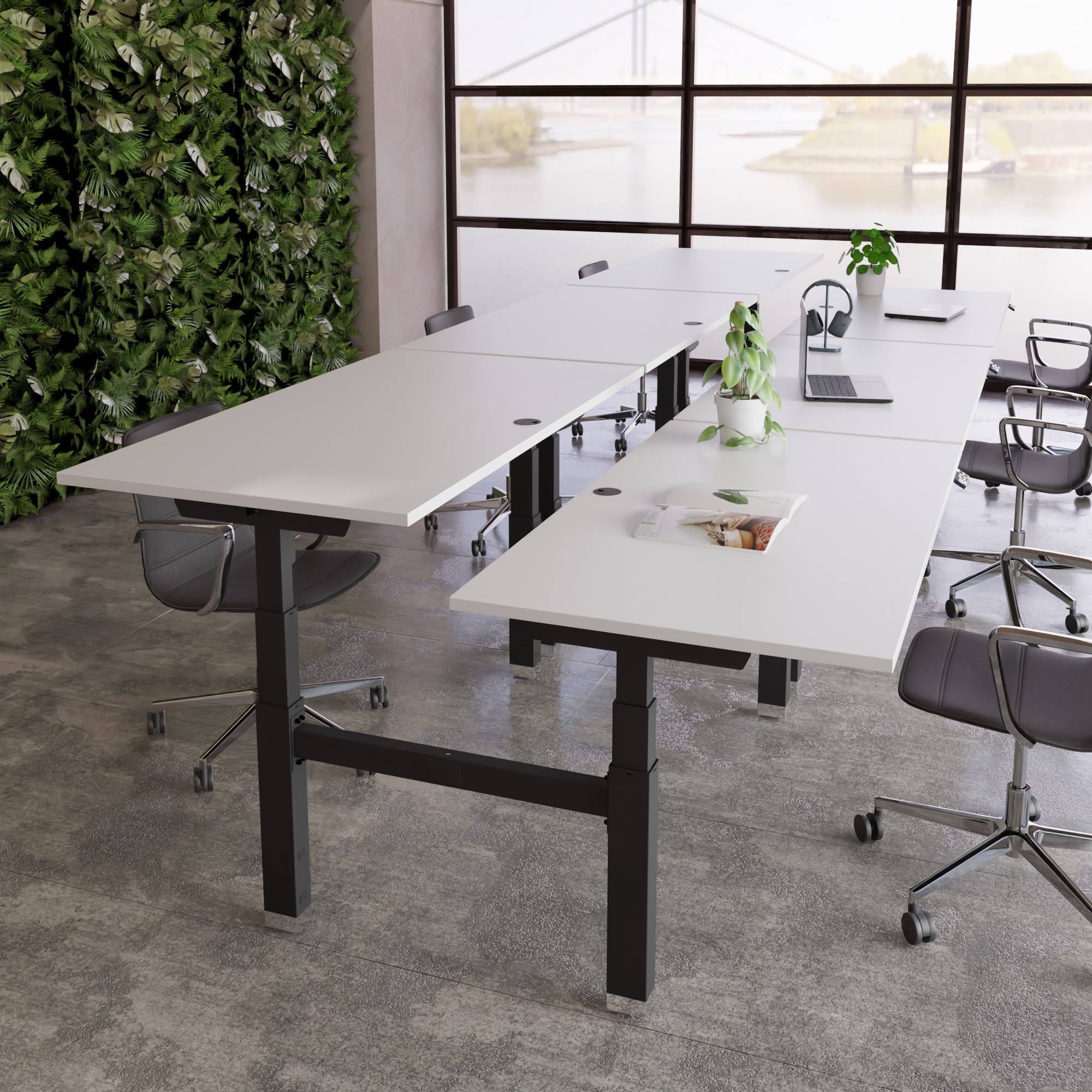 Electric Adjustable Desk | 150x80 cm | White with black frame