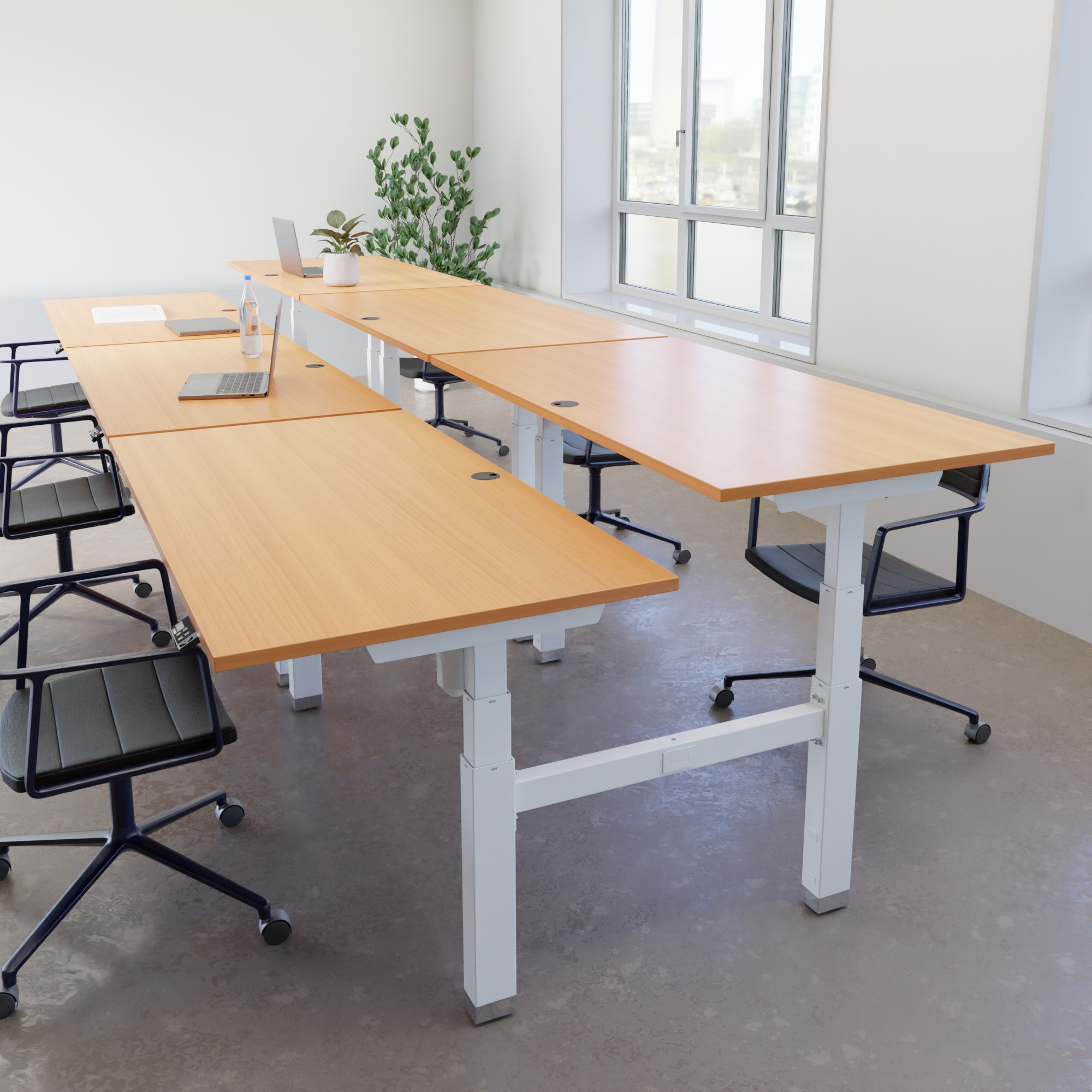 Electric Adjustable Desk | 180x80 cm | Beech with white frame