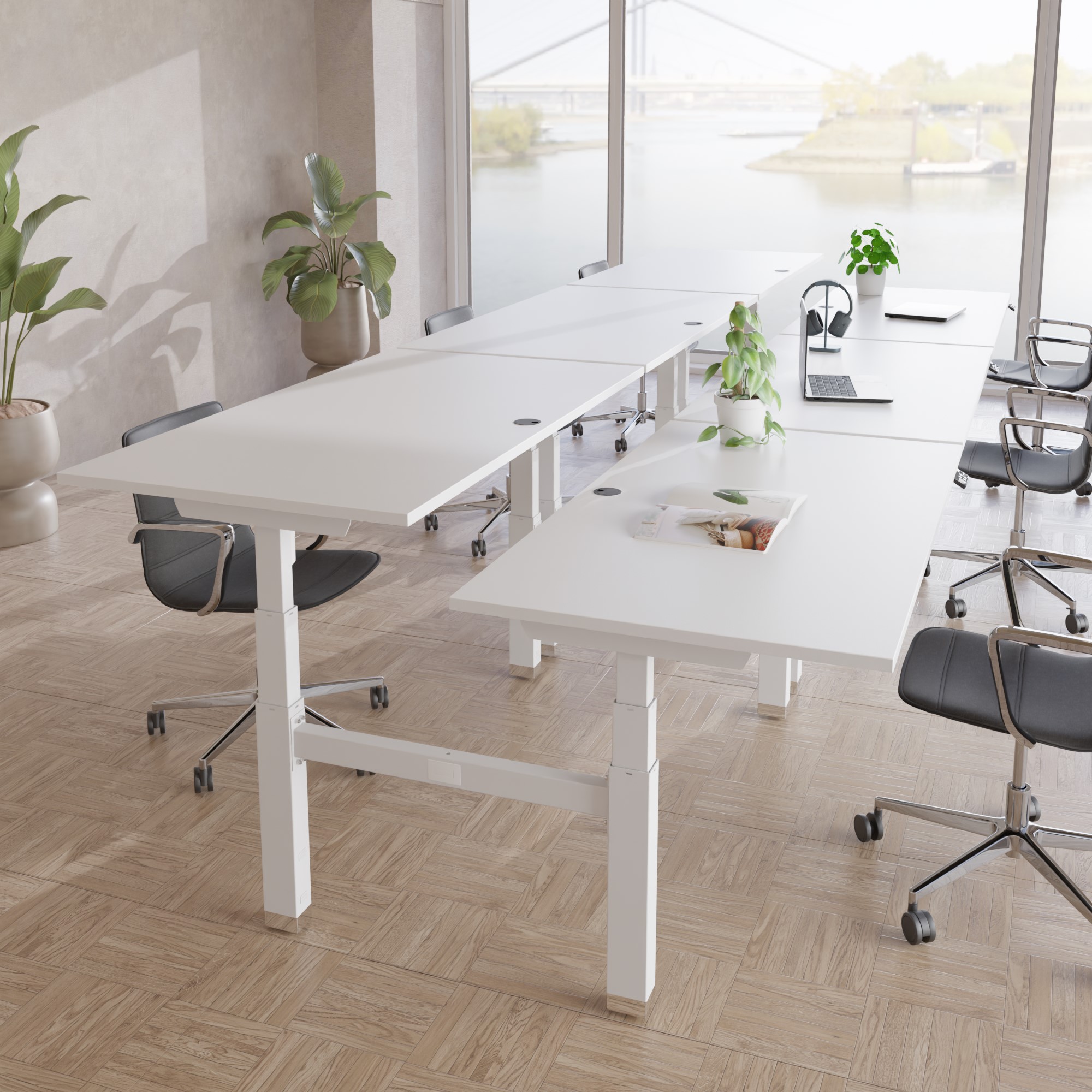 Electric Adjustable Desk | 150x80 cm | White with white frame