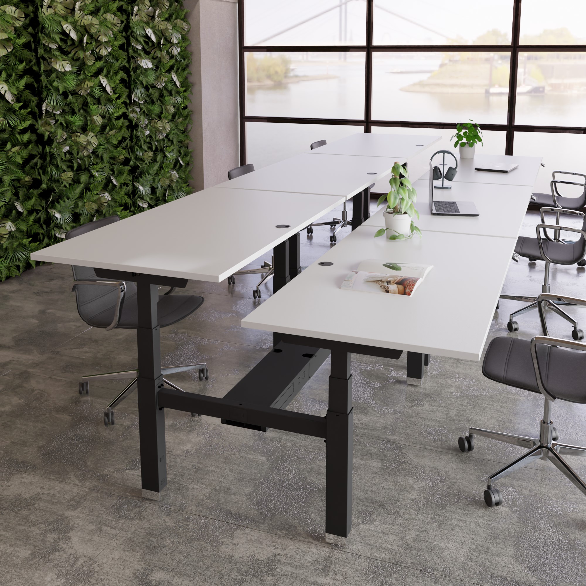 Sit Stand Desk | 120x80 cm | White with black frame