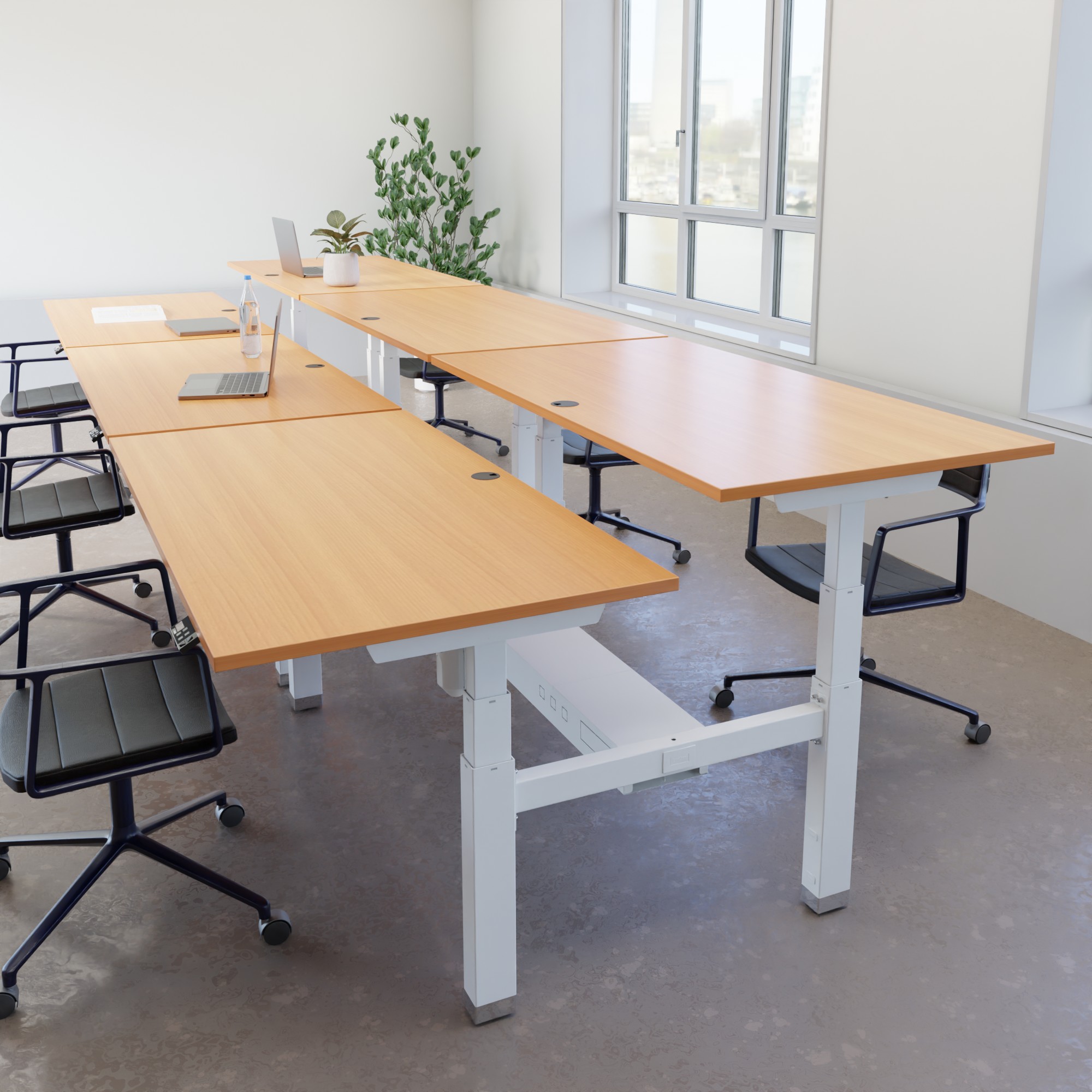 Sit Stand Desk | 180x80 cm | Beech with white frame
