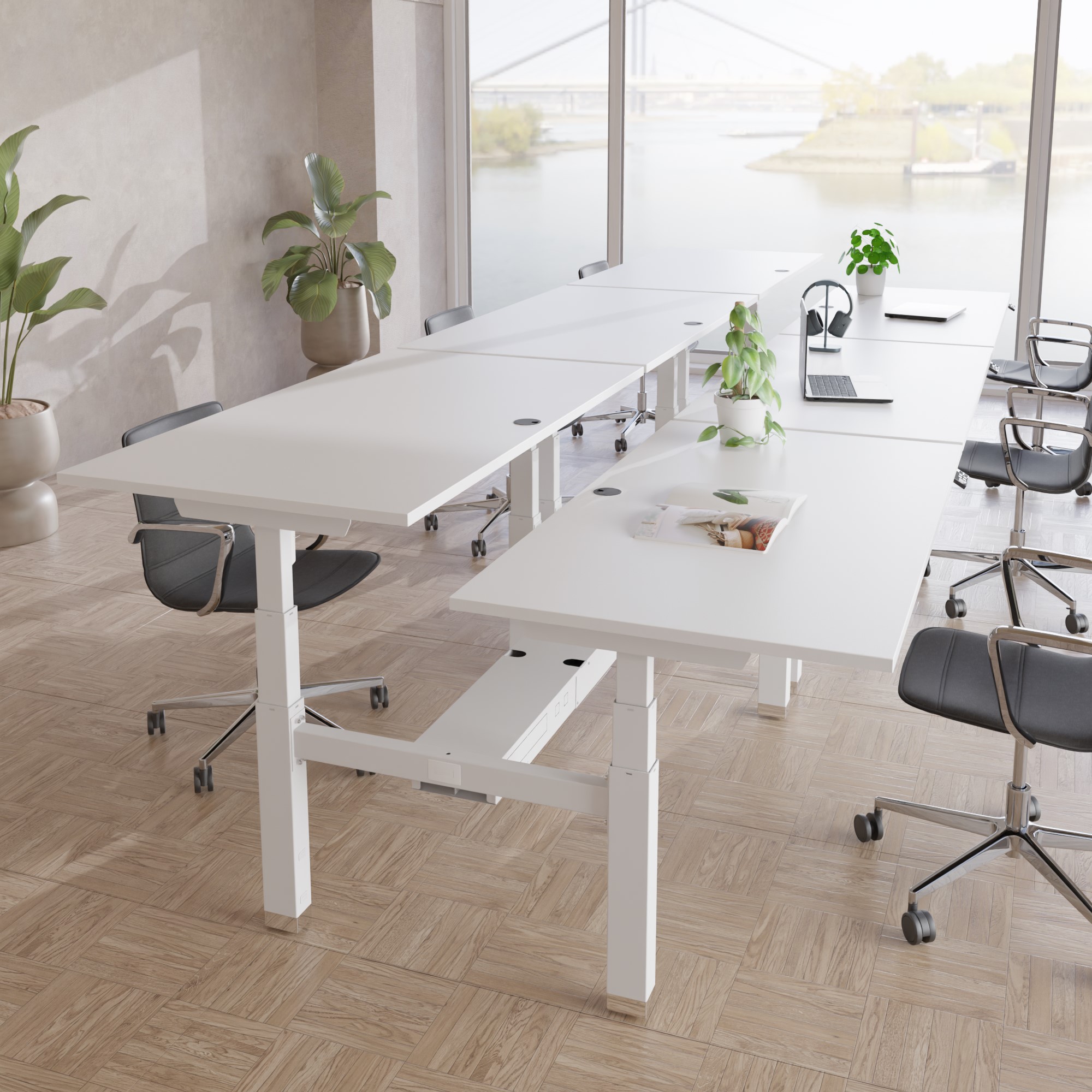 Sit Stand Desk | 120x80 cm | White with white frame