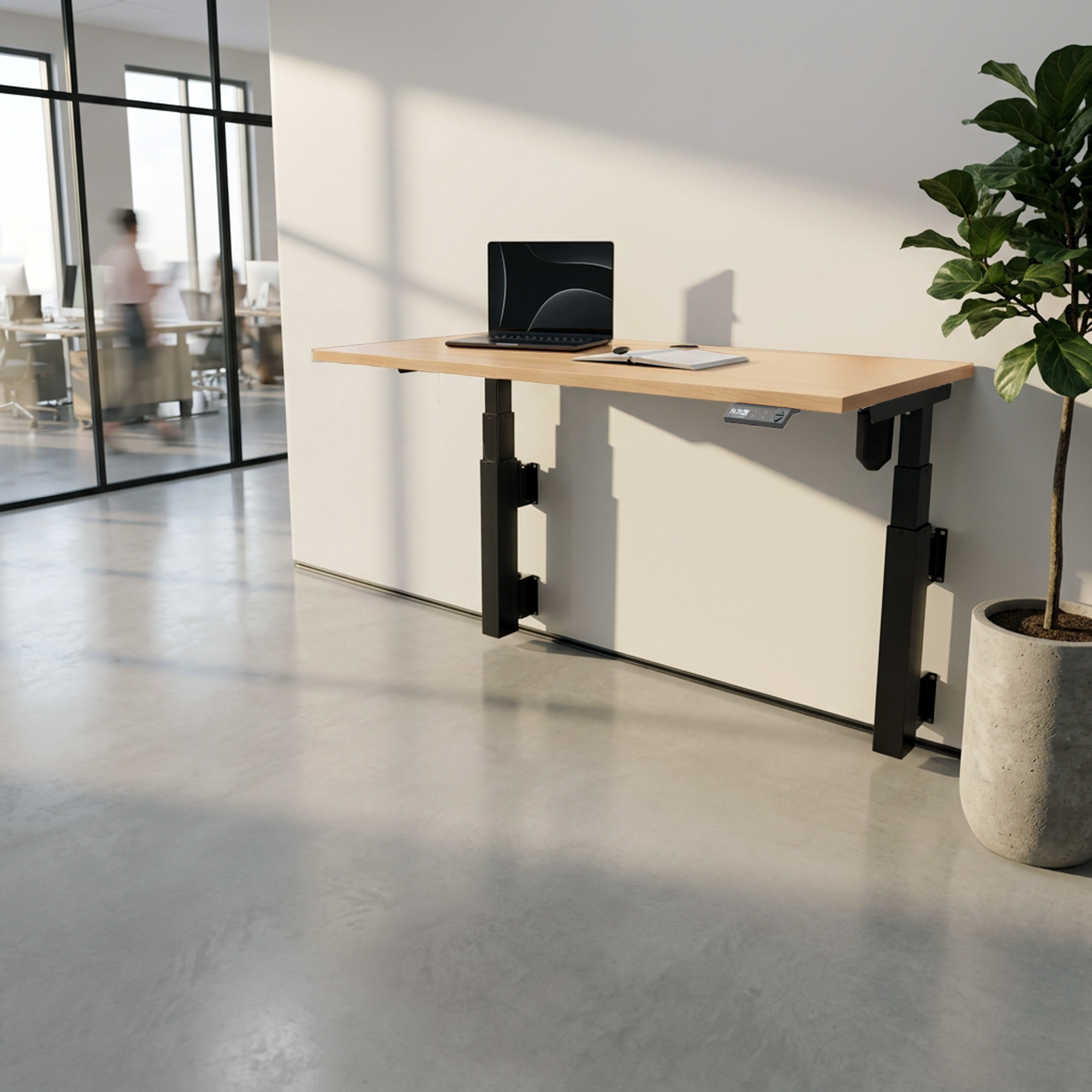 Sit Stand Desk | 150x80 cm | Beech with black frame