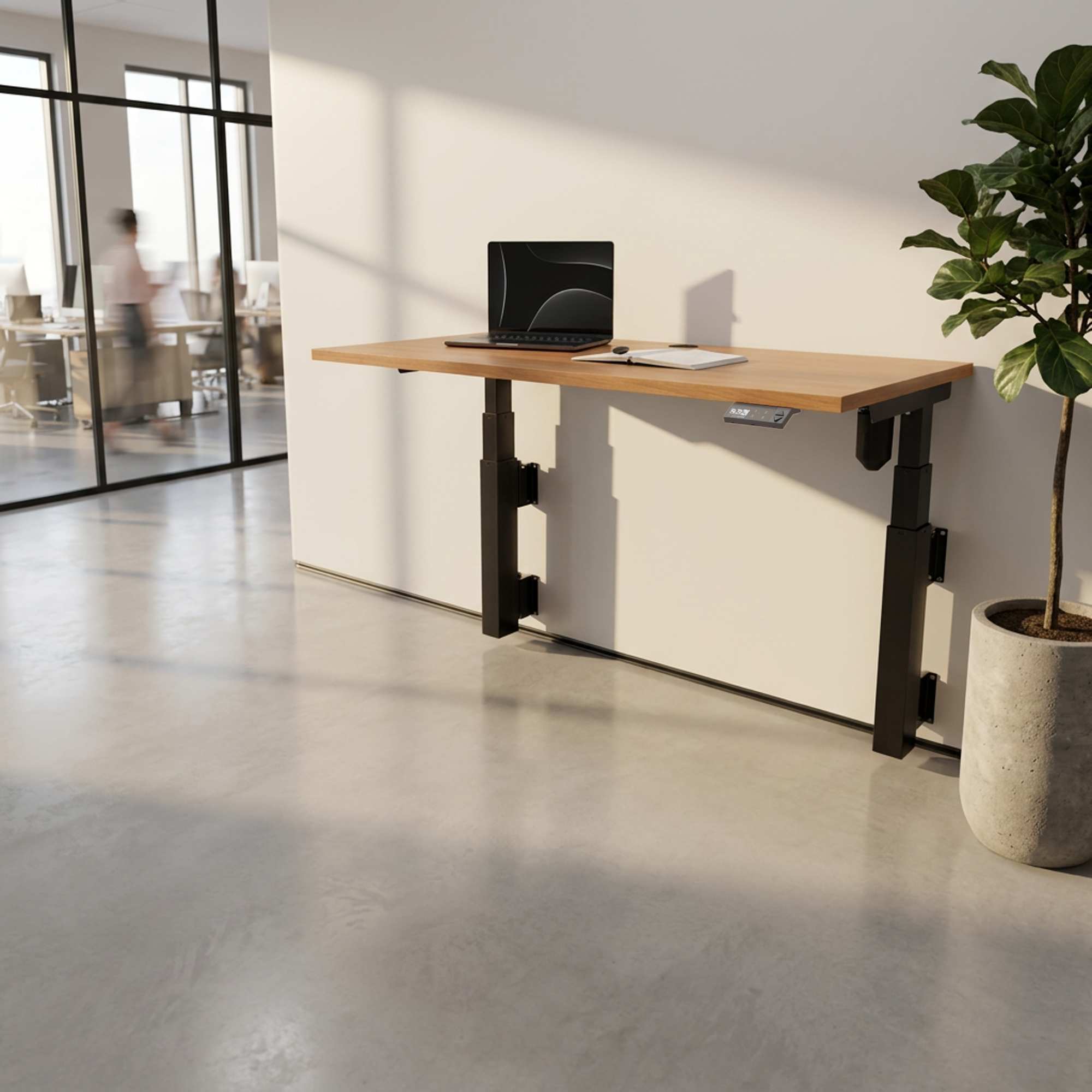 Sit Stand Desk | 120x60 cm | Beech with black frame