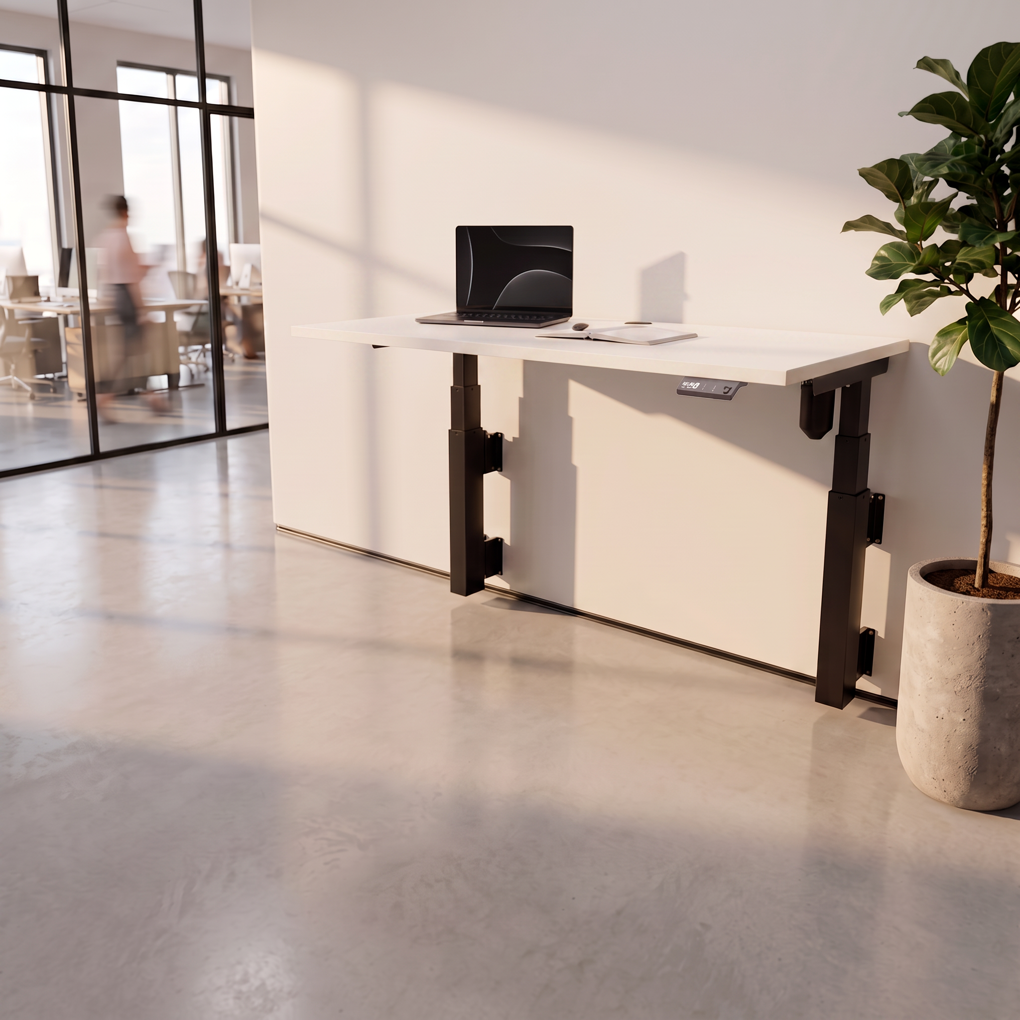 Sit Stand Desk | 120x80 cm | White with black frame