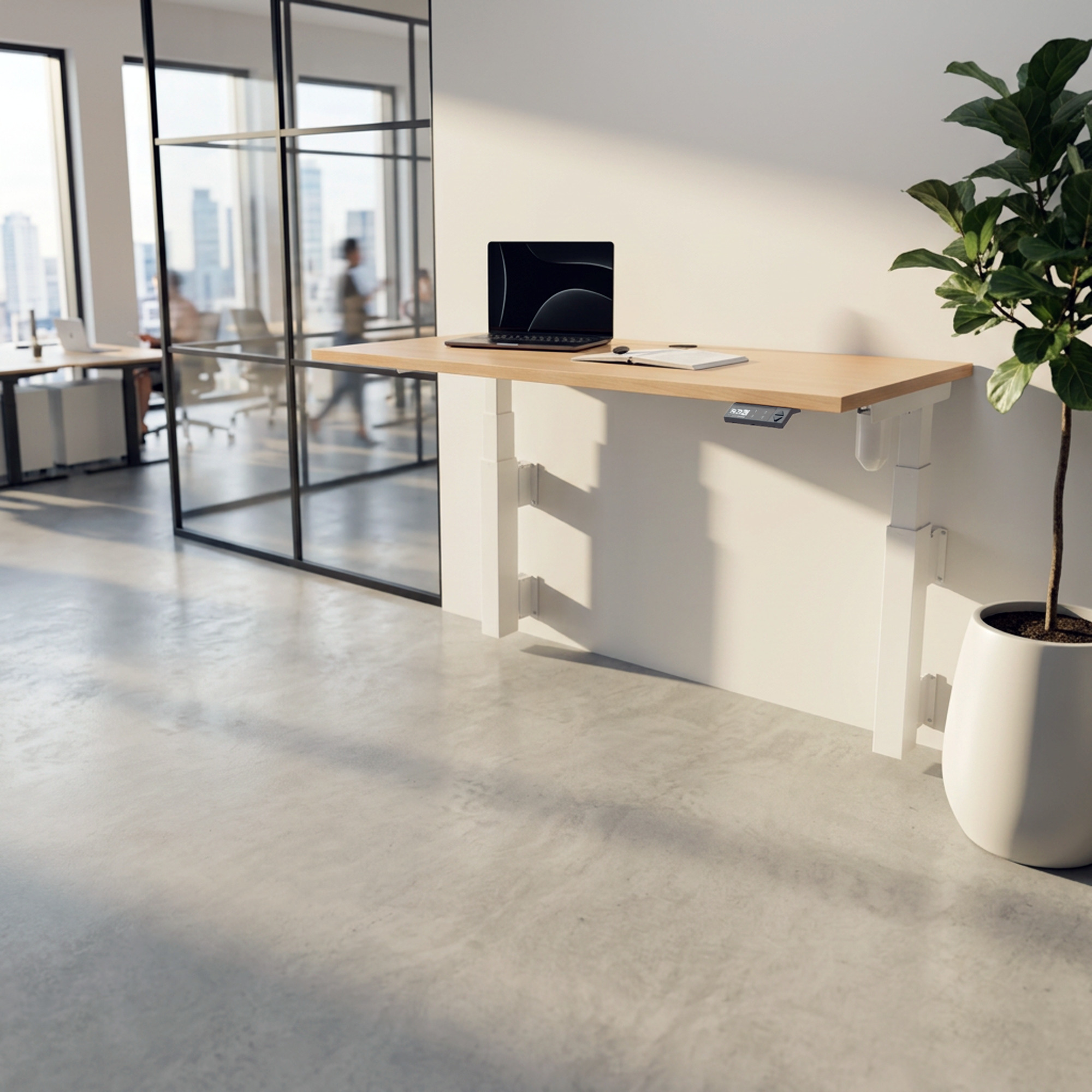 Sit Stand Desk | 150x80 cm | Beech with white frame