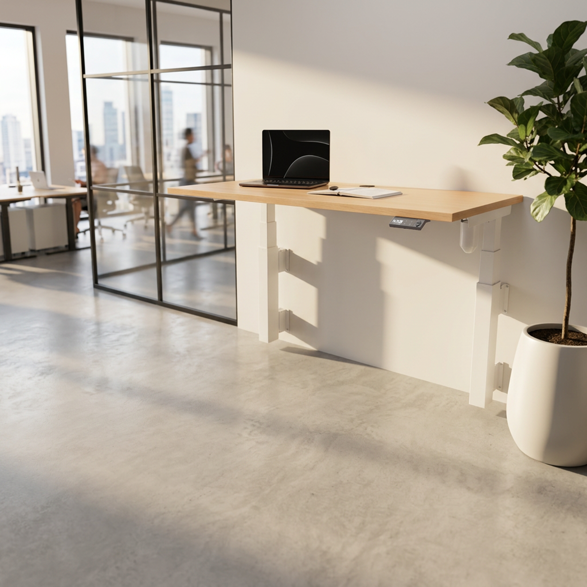 Sit Stand Desk | 120x80 cm | Beech with white frame