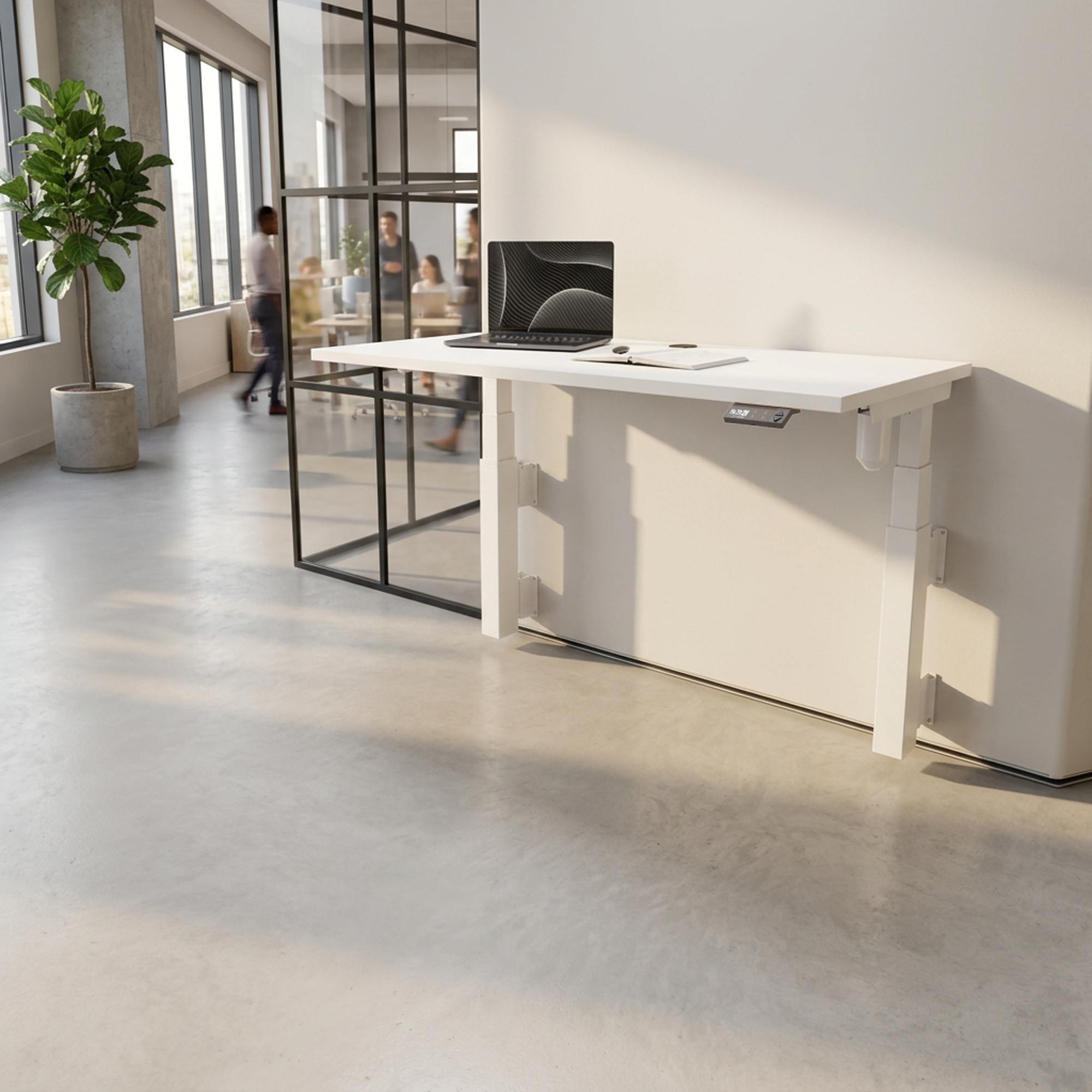 Sit Stand Desk | 120x80 cm | White with white frame