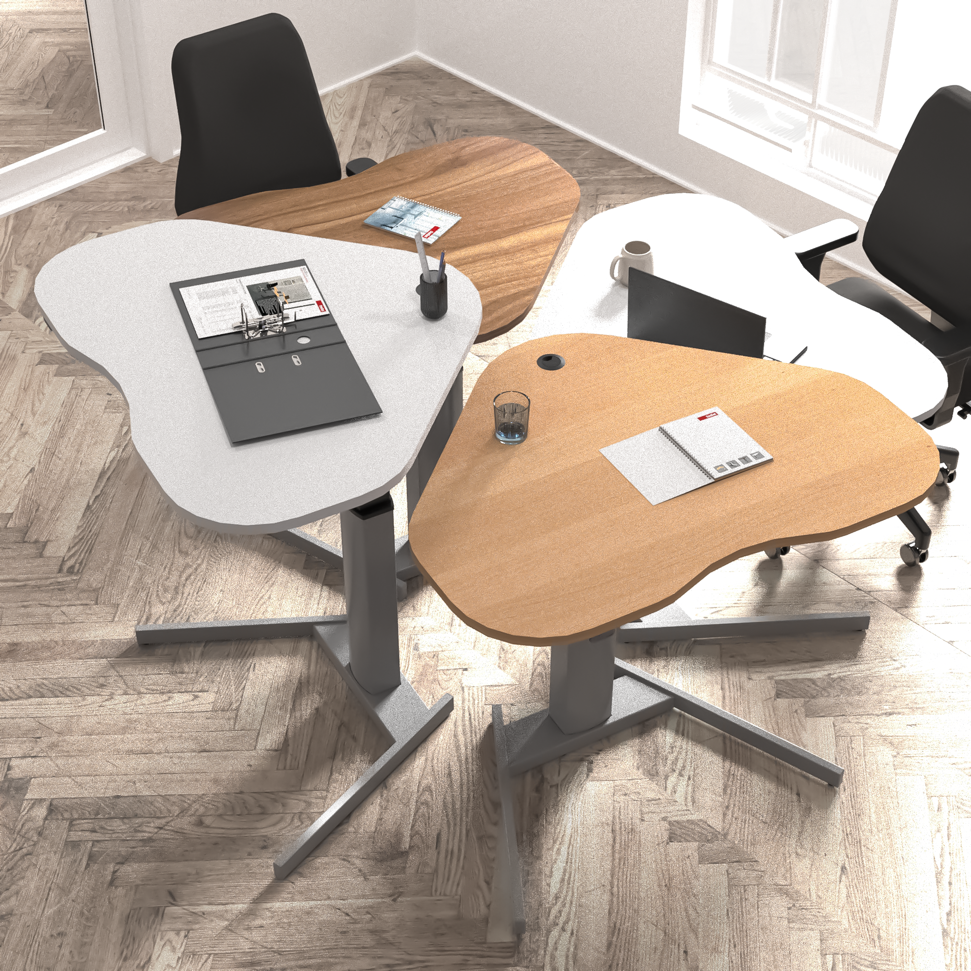 Electric Adjustable Desk | 117x90 cm | White with silver frame