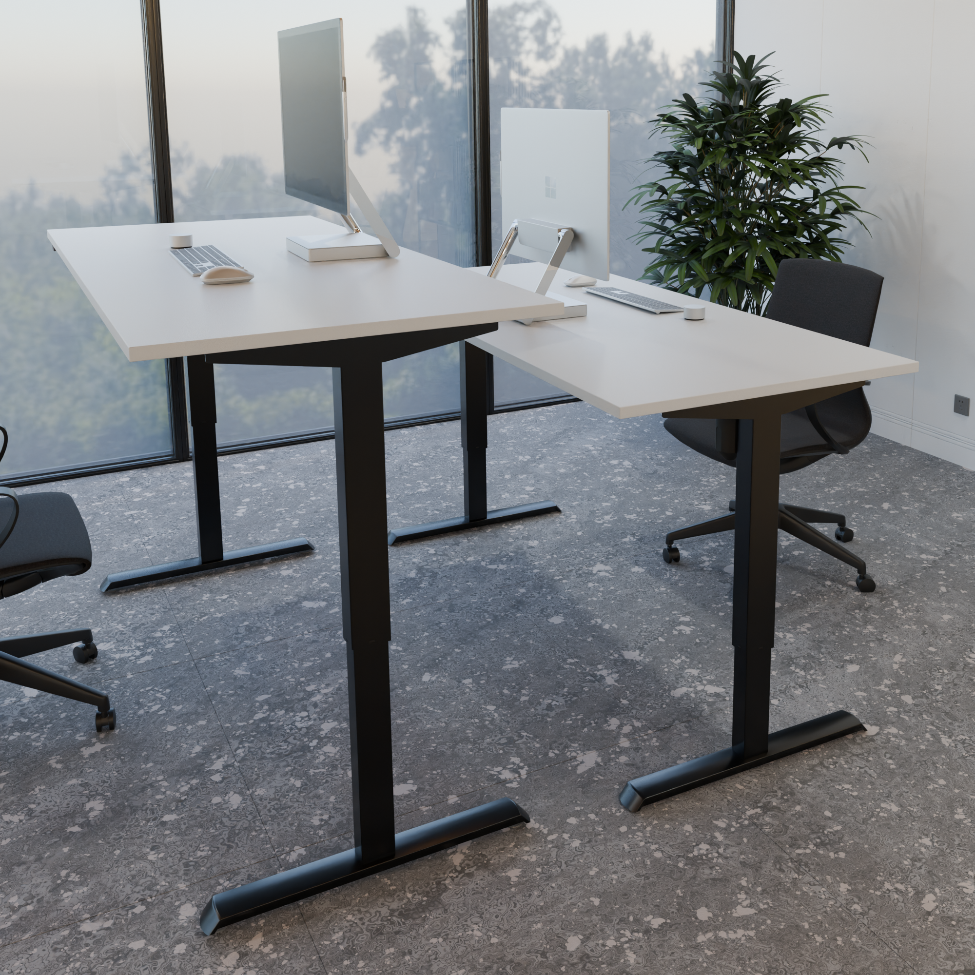 Electric Adjustable Desk | 180x80 cm | White with black frame