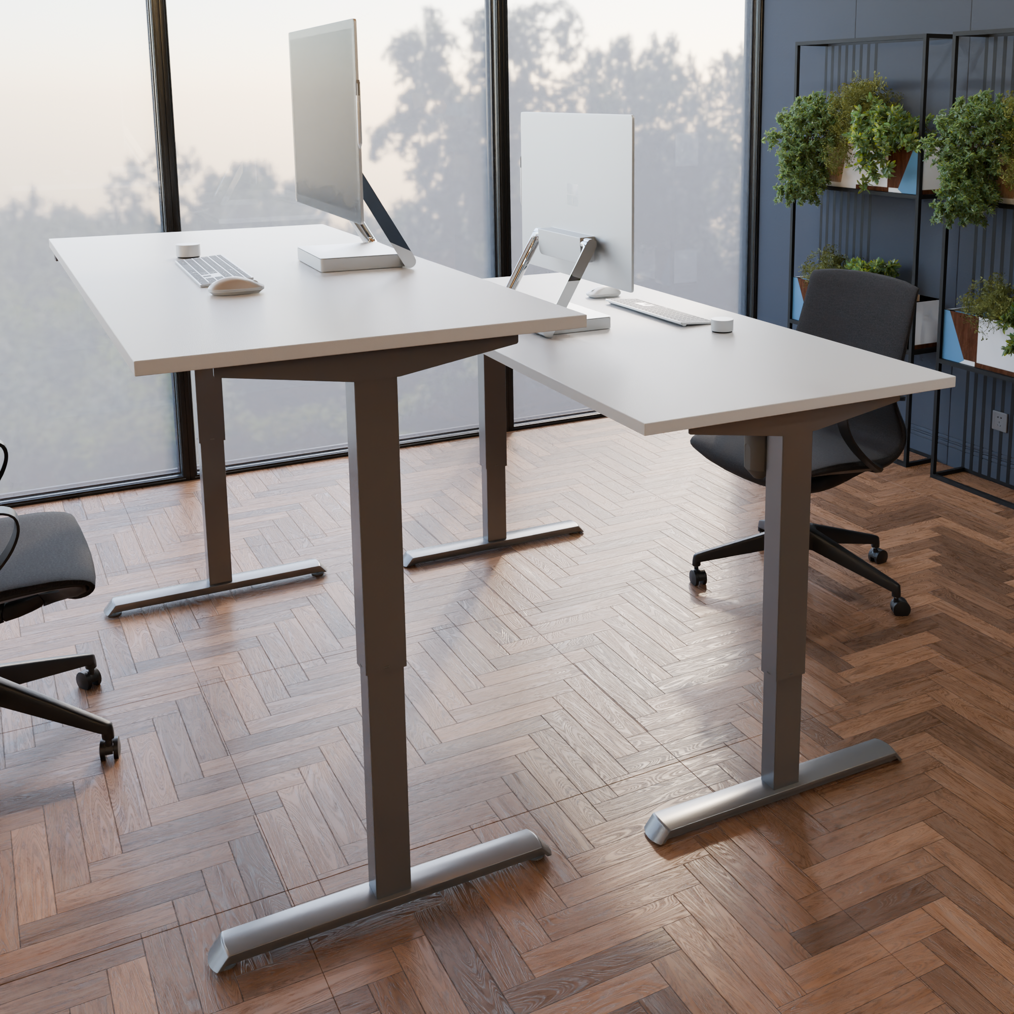 Electric Adjustable Desk | 120x80 cm | White with silver frame