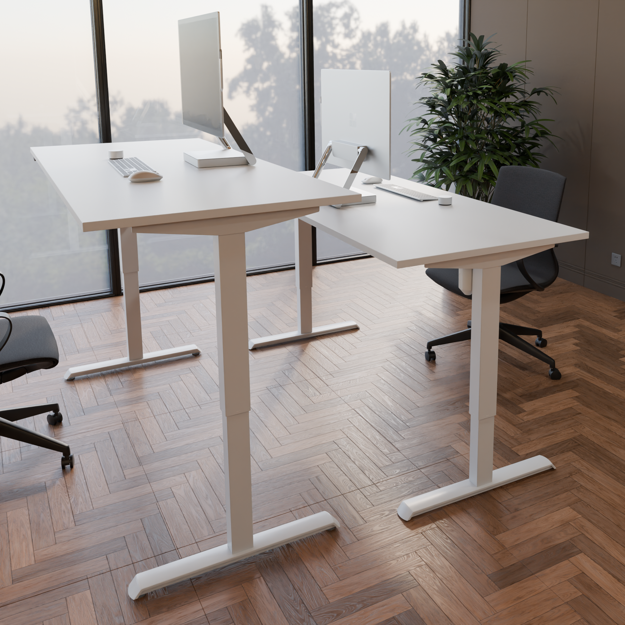 Electric Adjustable Desk | 150x80 cm | White with white frame