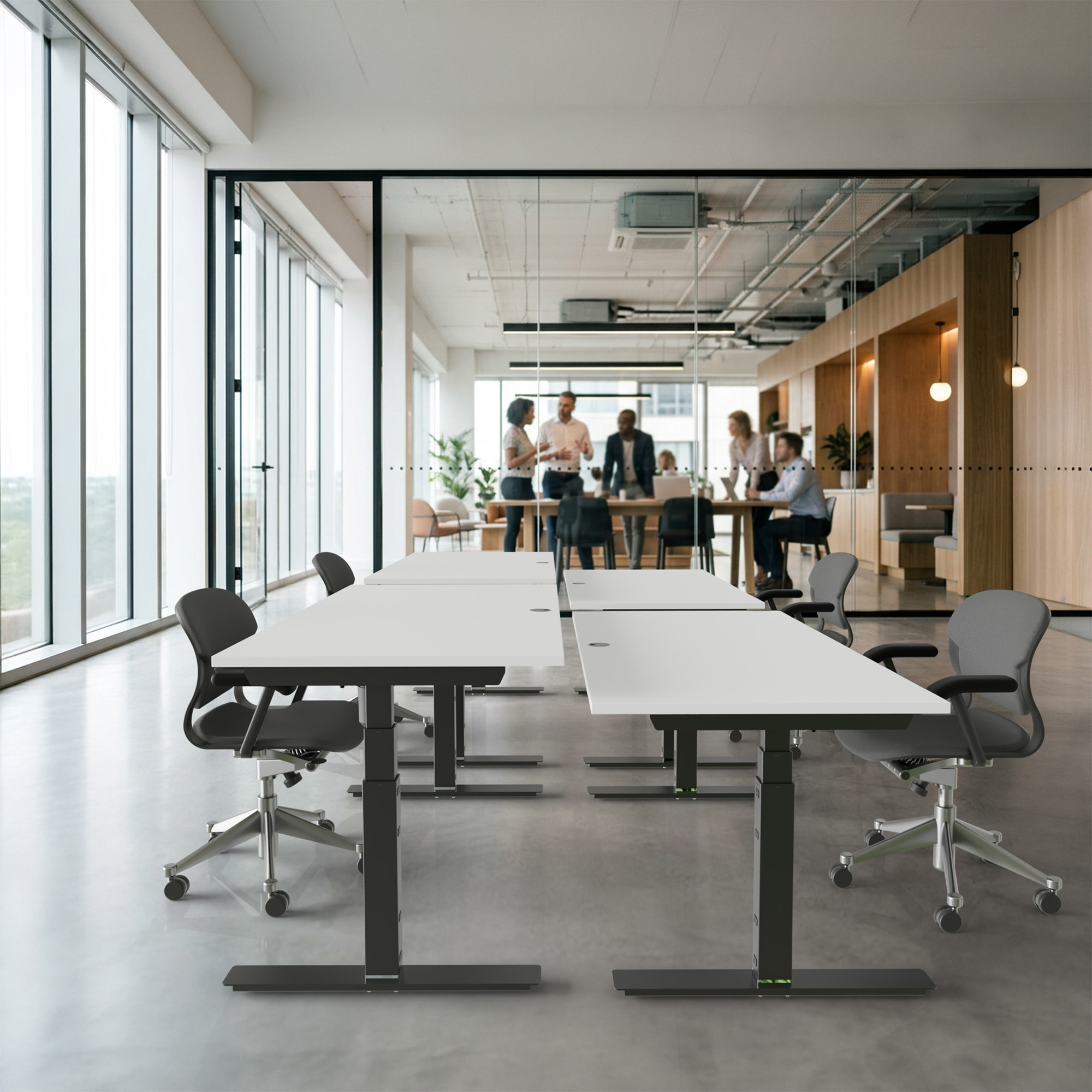 Sit Stand Desk | 180x80 cm | White with black frame