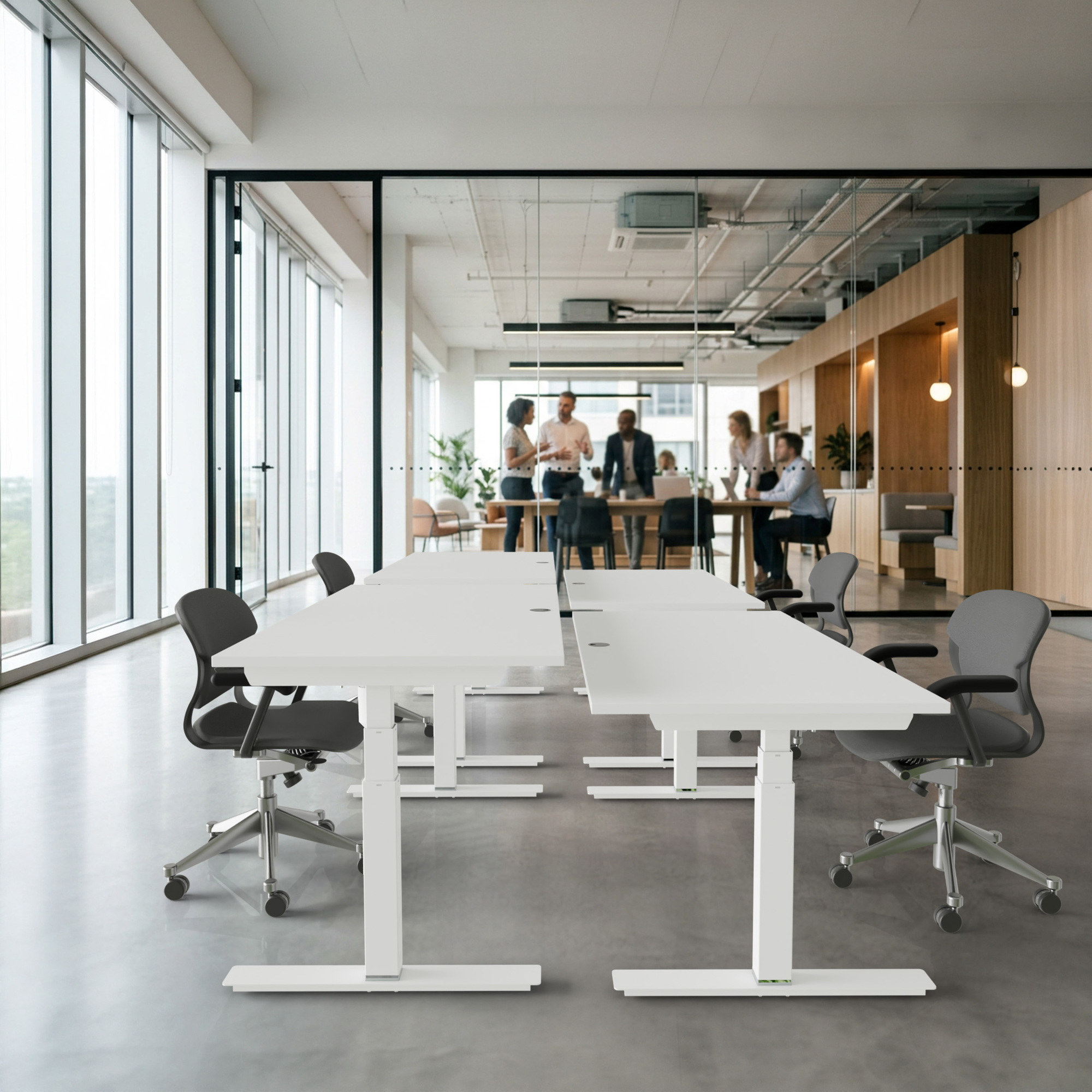 Sit Stand Desk | 120x80 cm | White with white frame