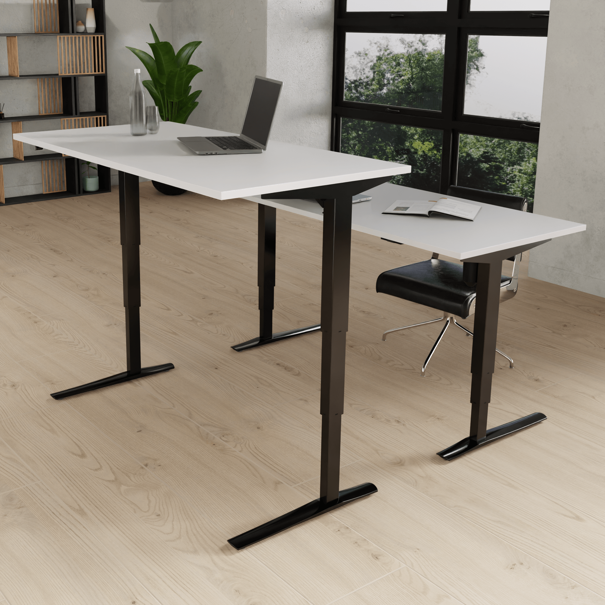 Electric Adjustable Desk | 180x80 cm | White with black frame