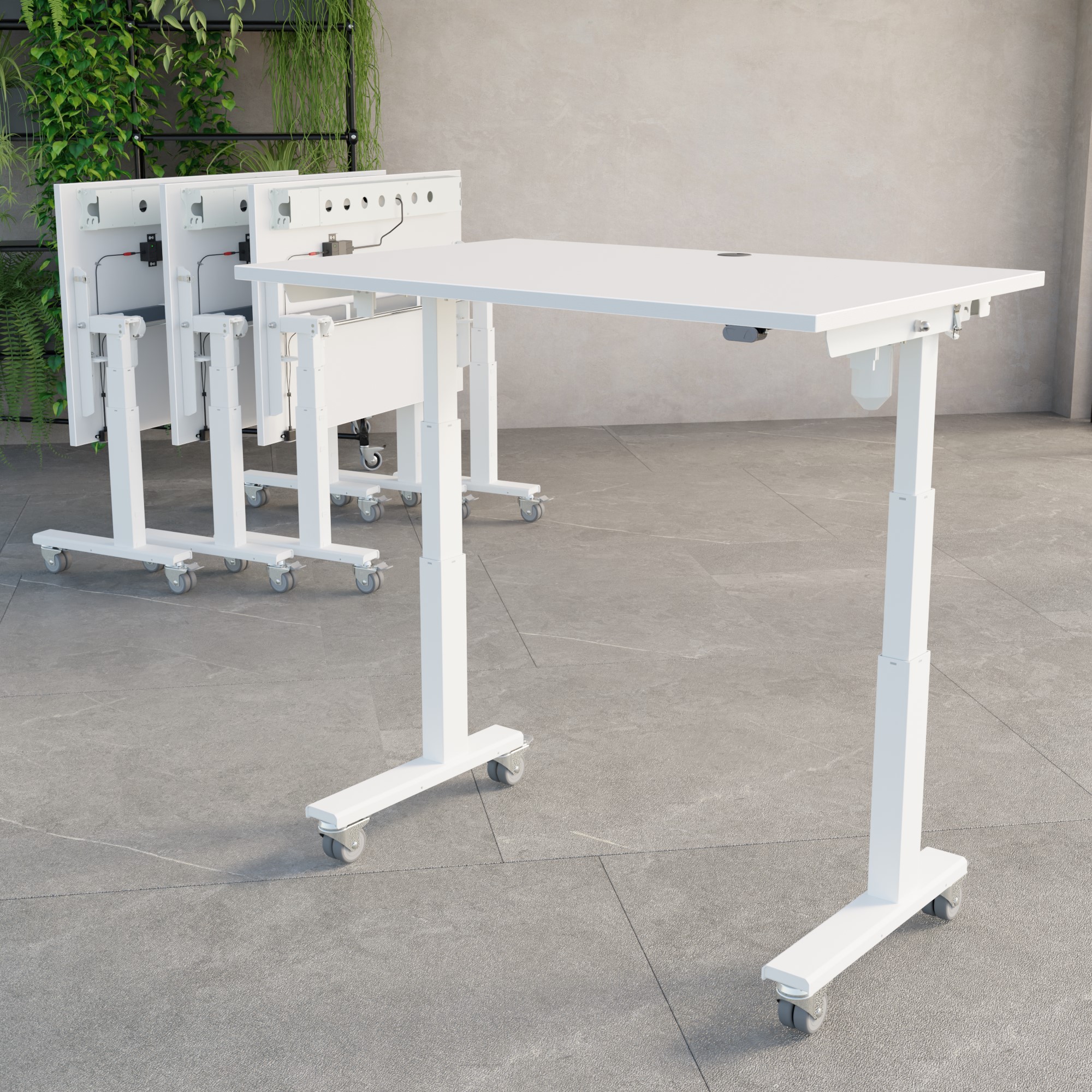 Electric Adjustable Desk | 150x80 cm | White with white frame